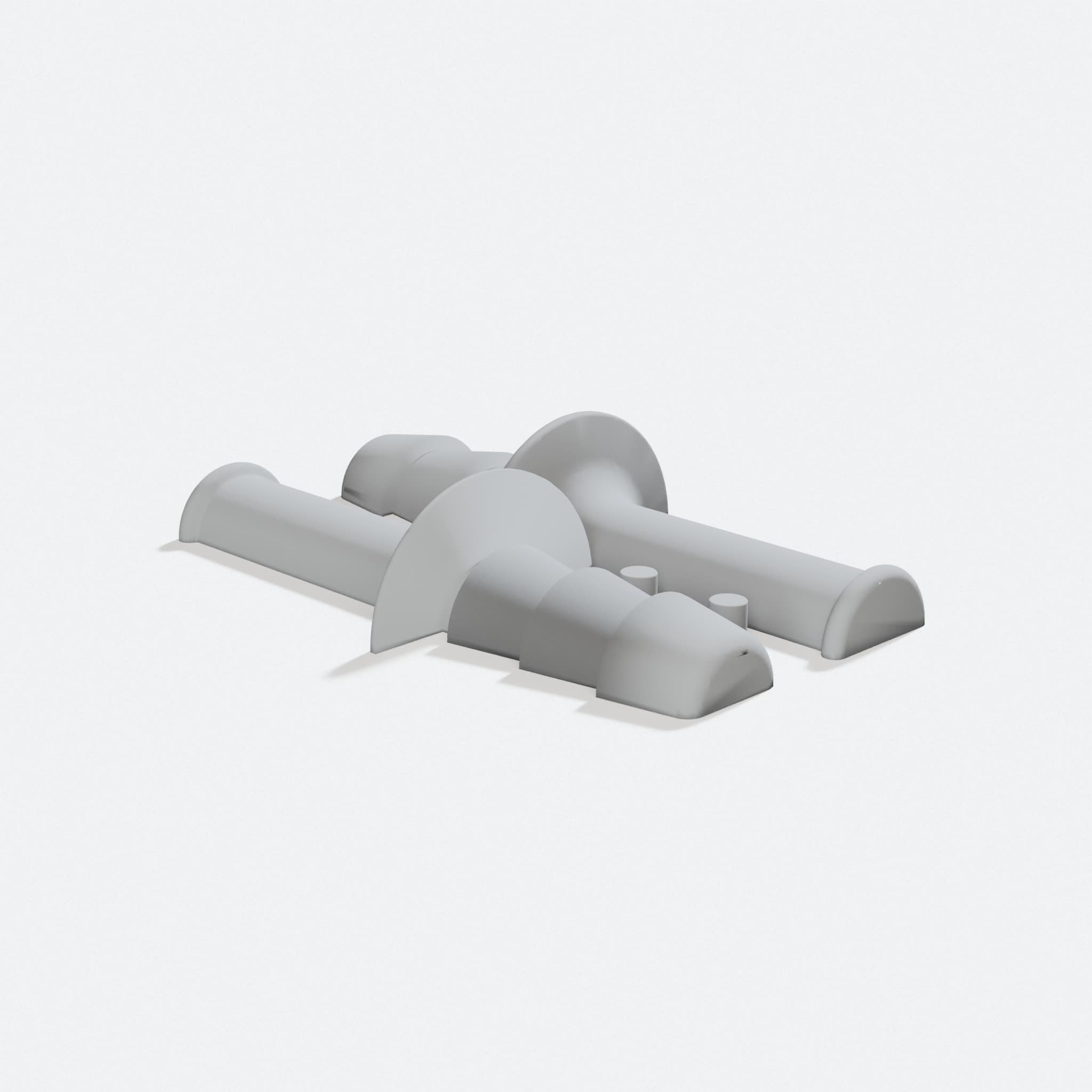 3D Printed Pool Noodle Swords with Alignment Pegs, turn three quarter