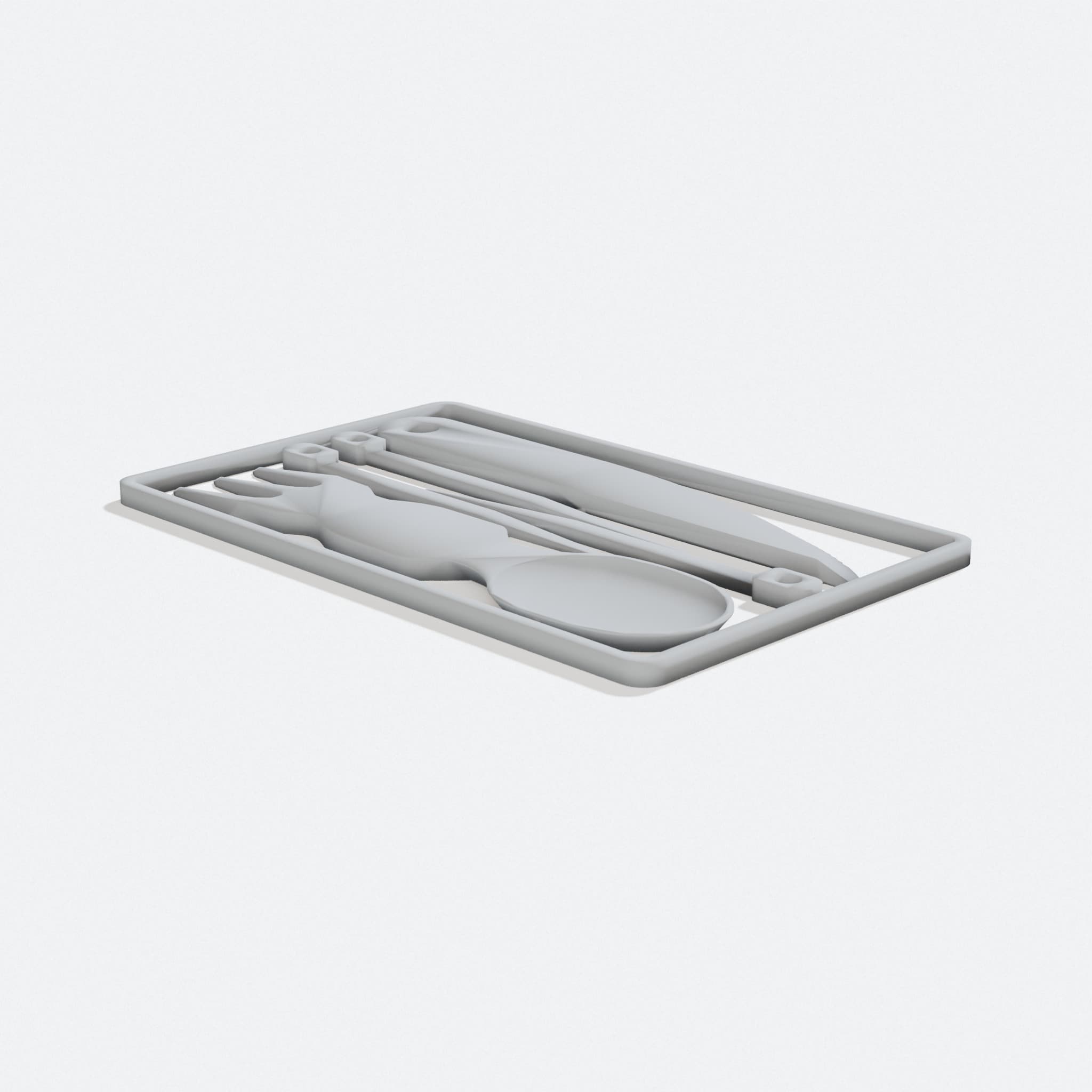 SPKNFORK Flat-Pack Card: Spoon, Fork, Knife, Toothpicks, turn three quarter