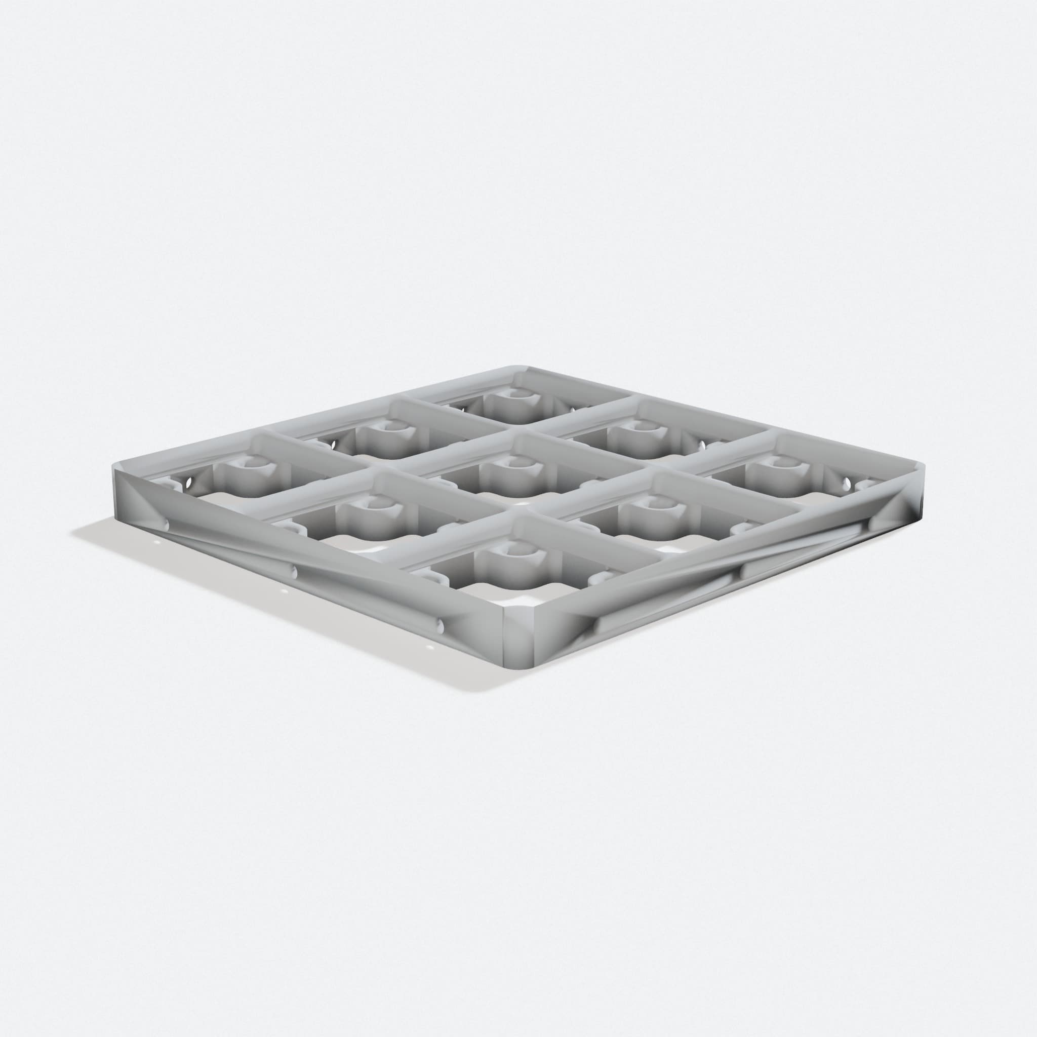 Gridfinity Baseplate 3×3, turn three quarter