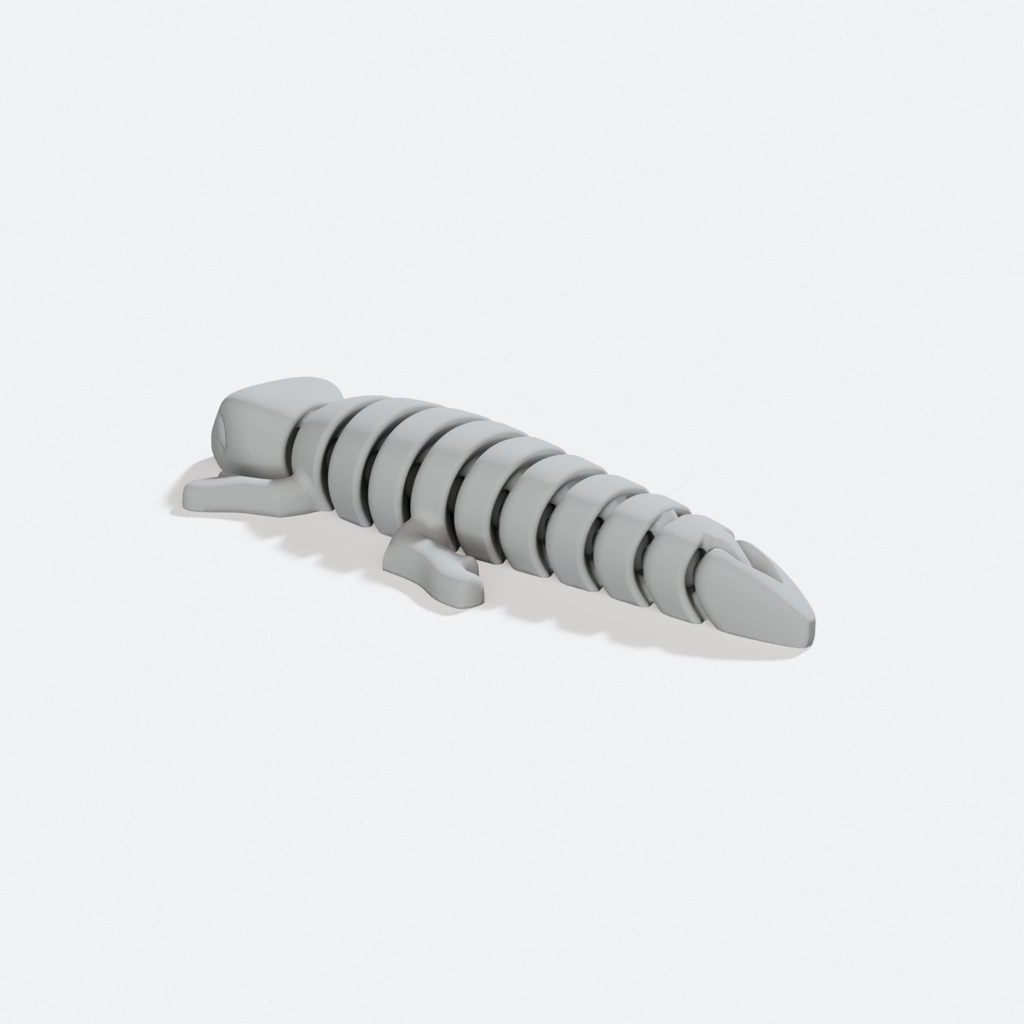 3D Printed Articulated Micro Lizard Desk Toy, turn three quarter