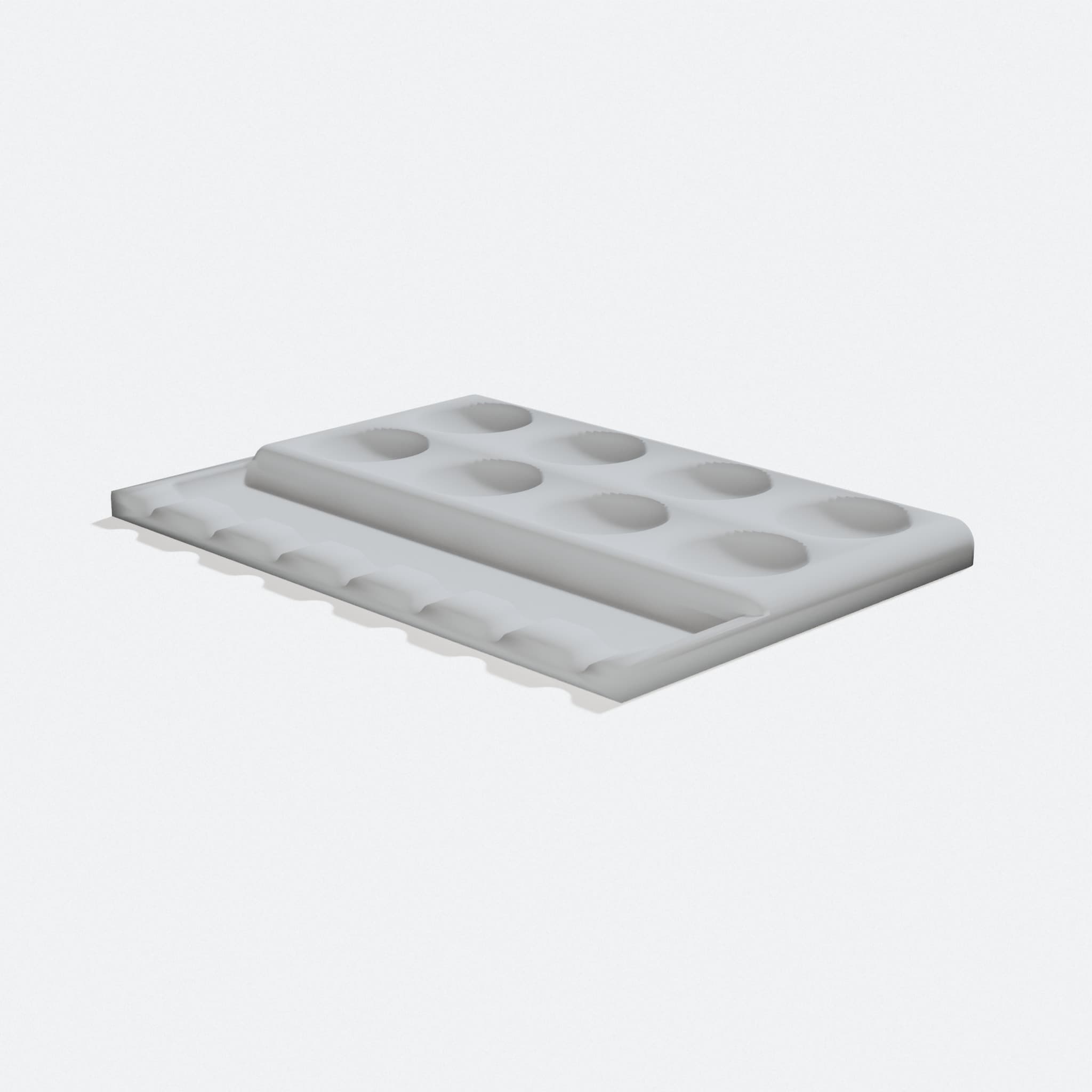 3D Printed Paint Palette with Brush Holder, turn three quarter