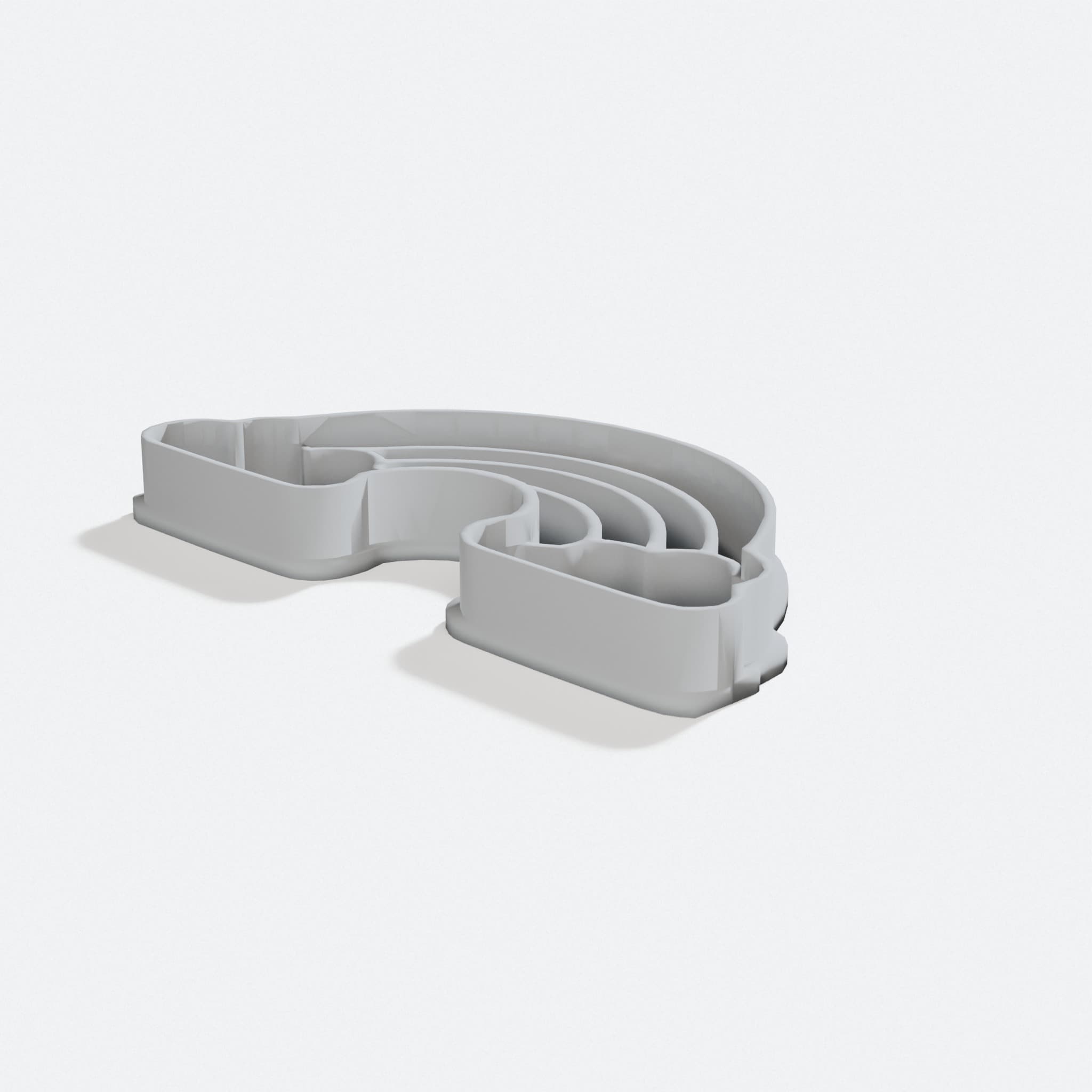Rainbow Cookie Cutter, 3D Printed Kitchen Accessory, turn three quarter