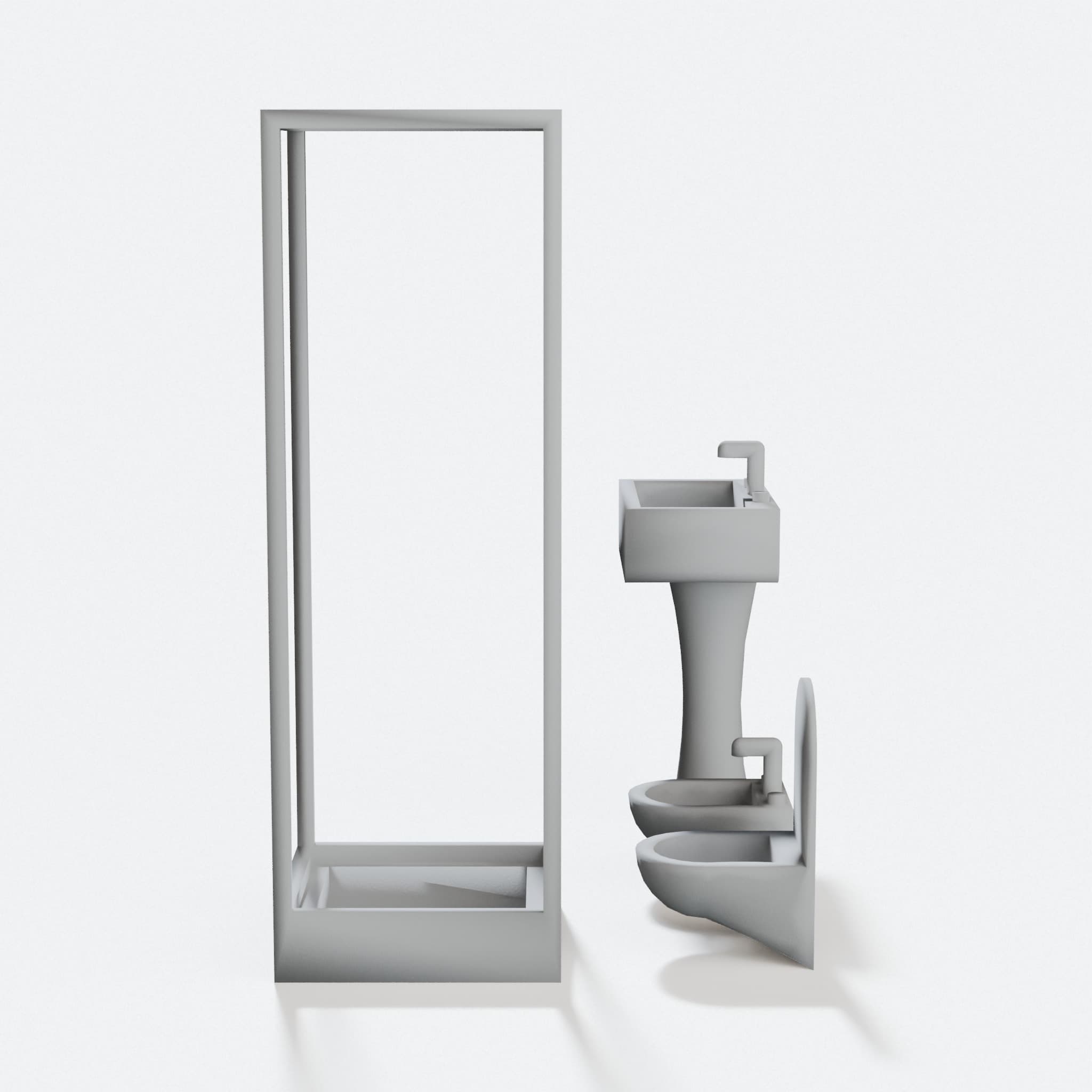 Diorama Bathroom Furniture Set, H0 and N Scale, hero tilt