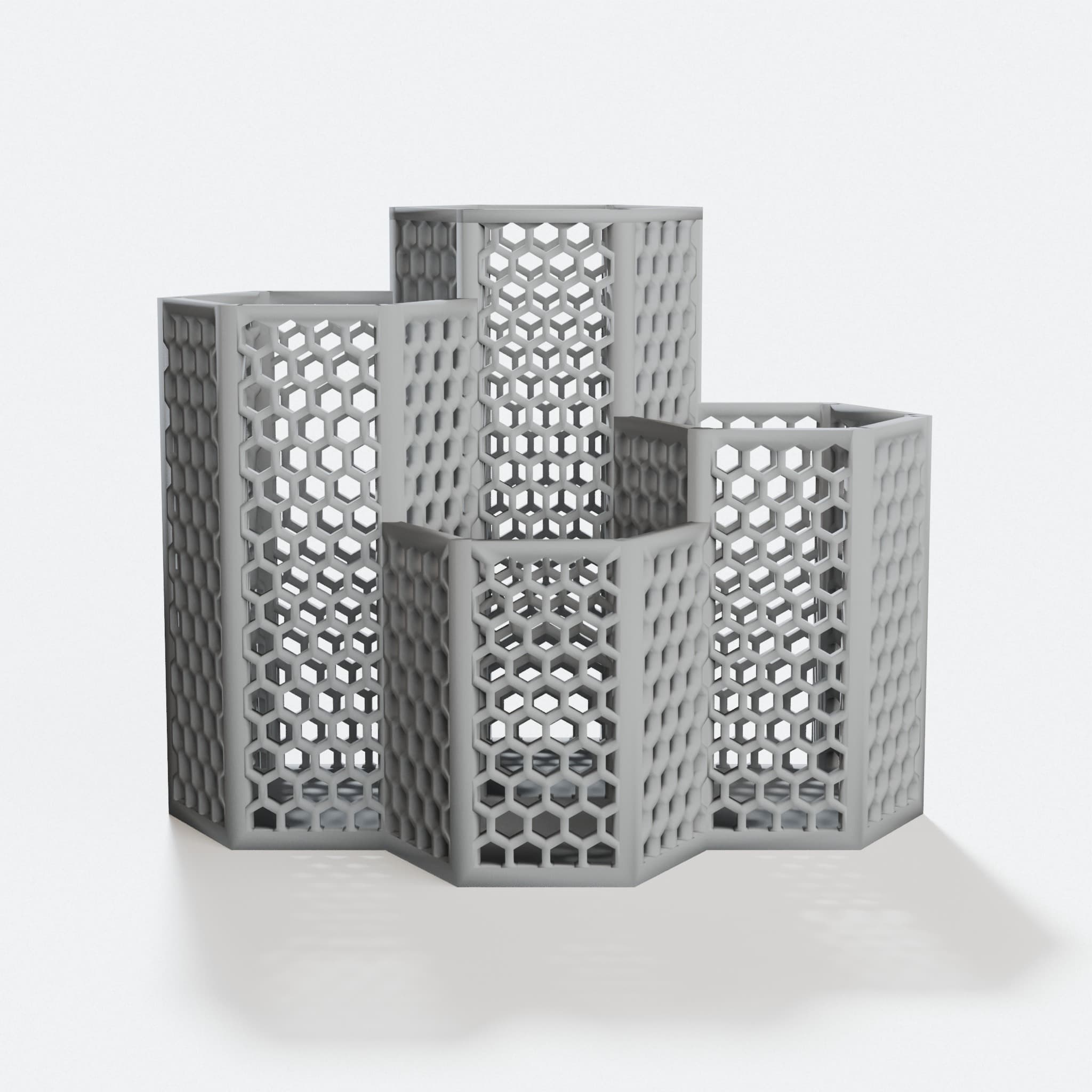 Hexagon Desk Organizer, 3D Printed Office Accessory, hero tilt