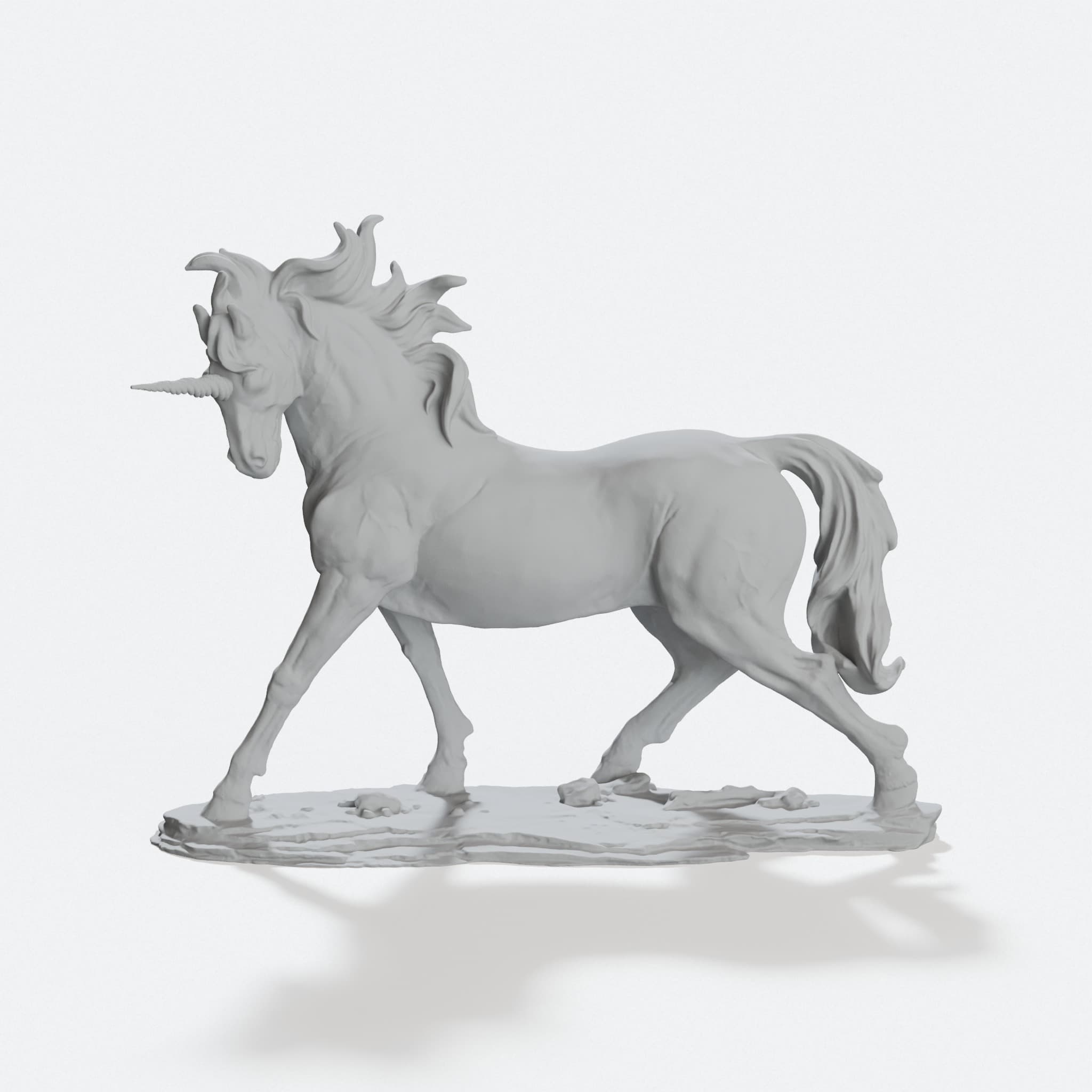 3D Printed Unicorn Toy Figure with Horn, hero tilt