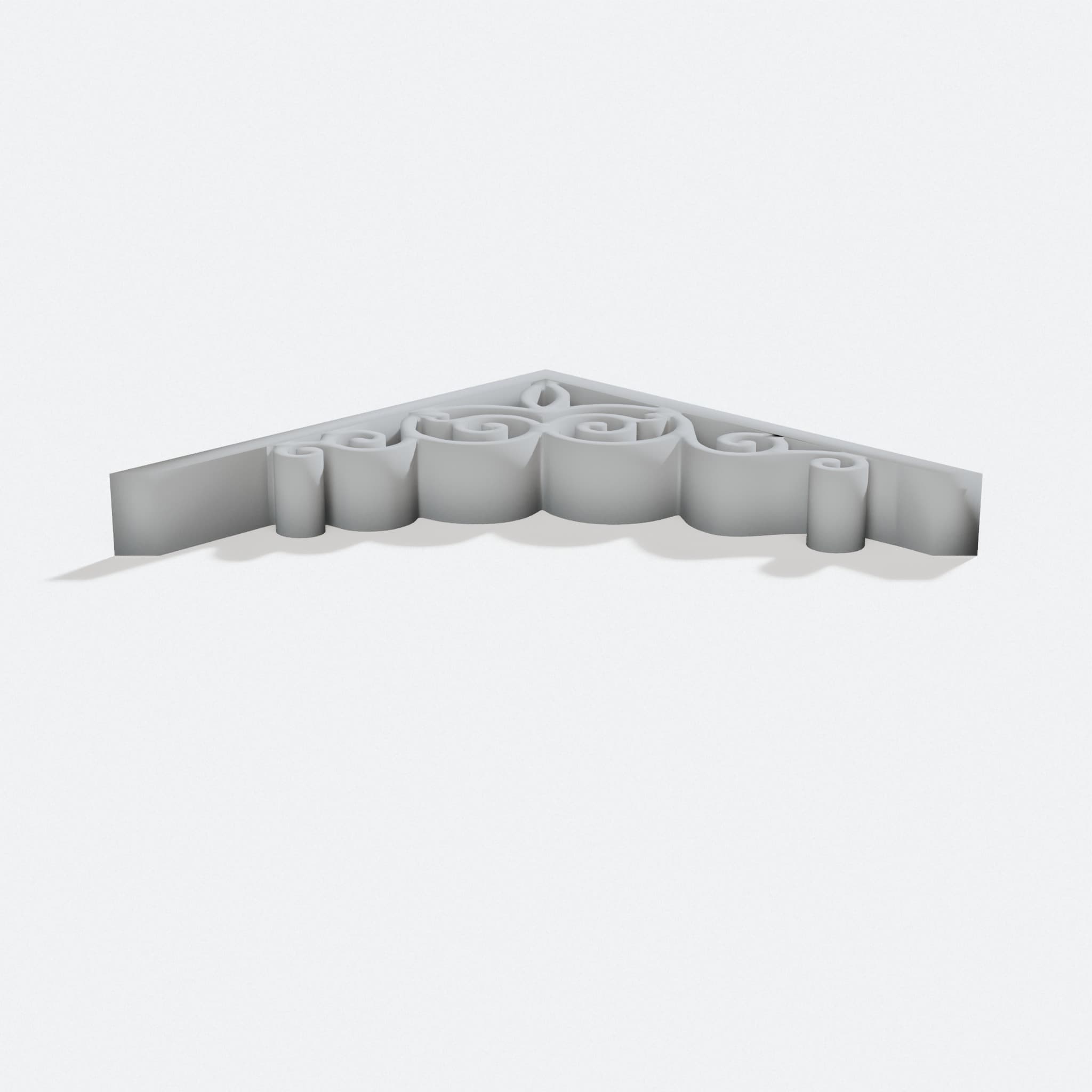 Faux Cast Iron Scroll for IKEA Ekby Valter Bracket, turn three quarter