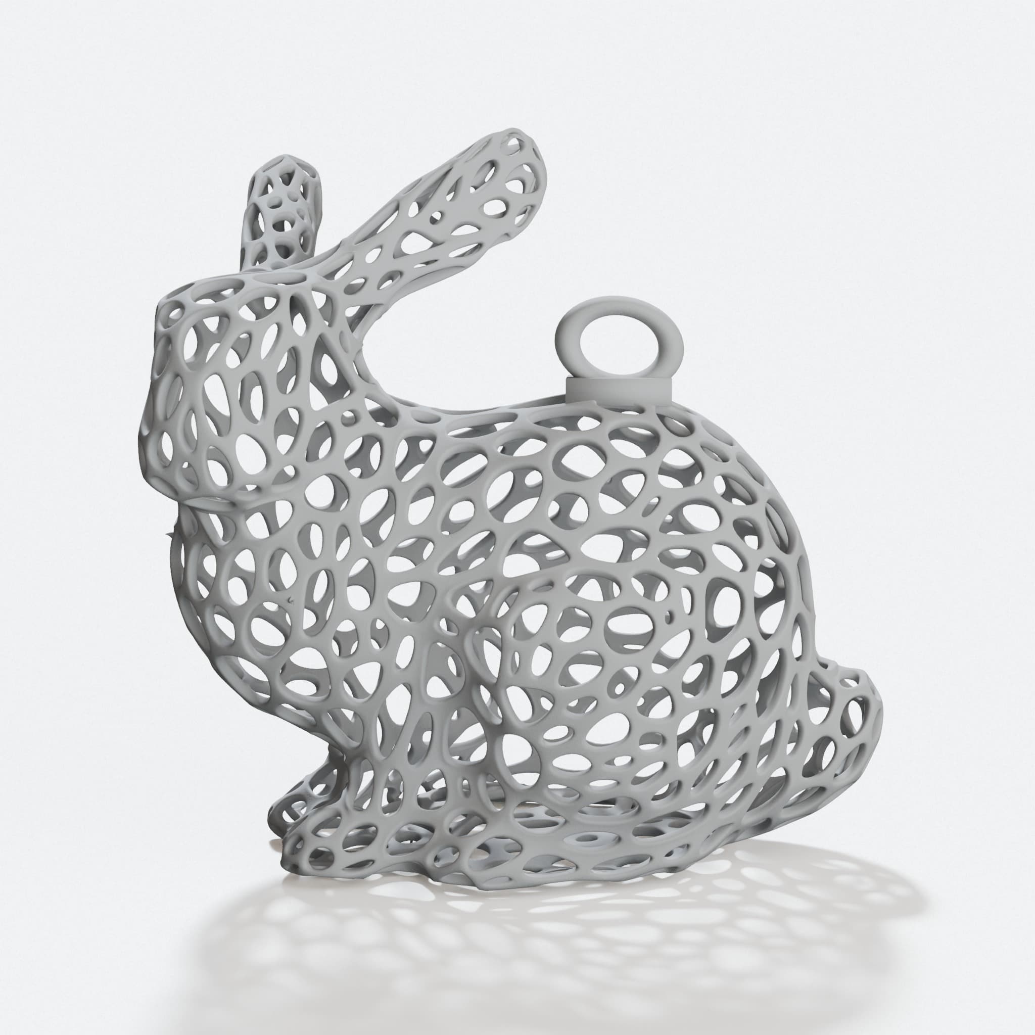 Voronoi Rabbit Keychain, hero tilt