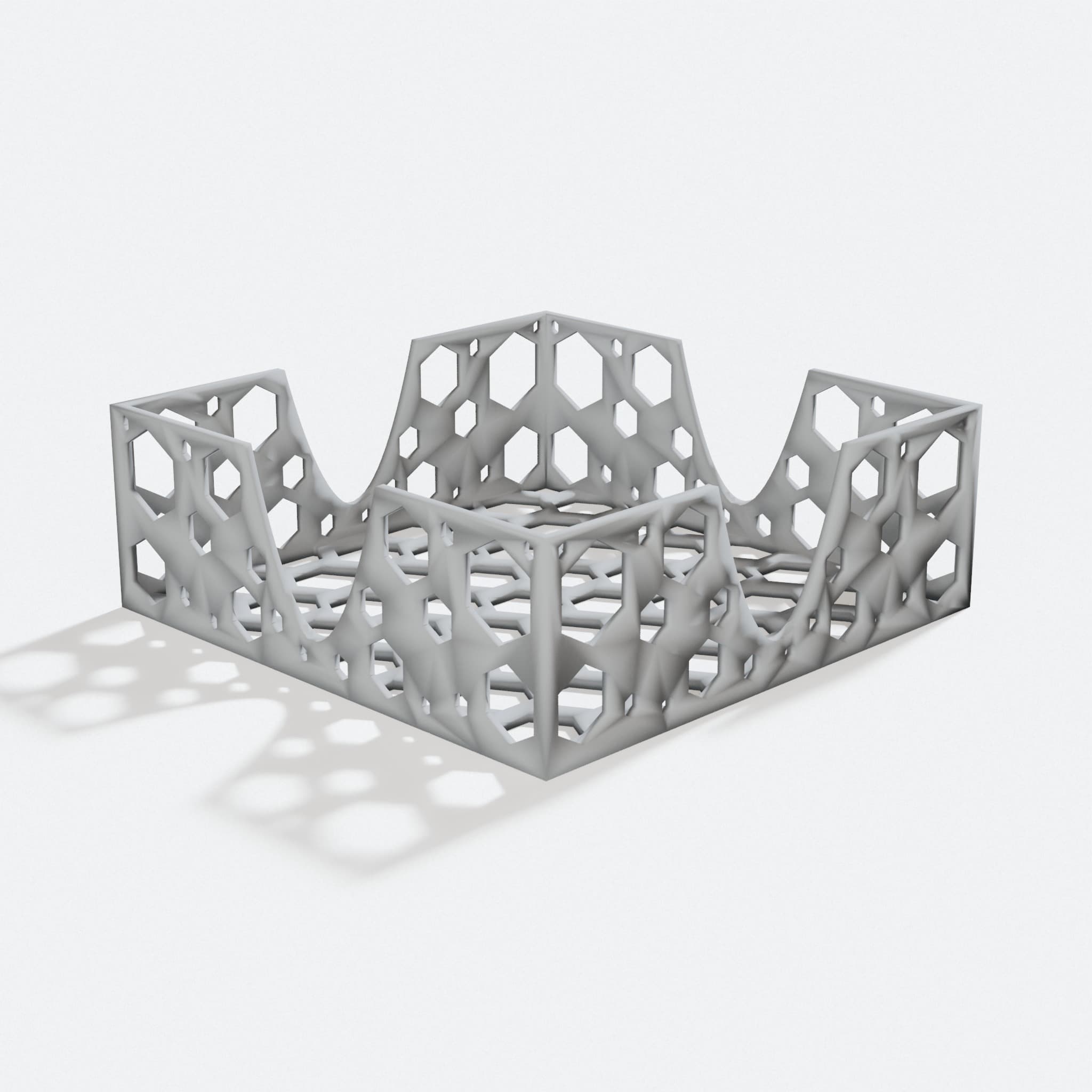 Flat Hexagonal Napkin Holder for Easy Single Pulls, turn three quarter