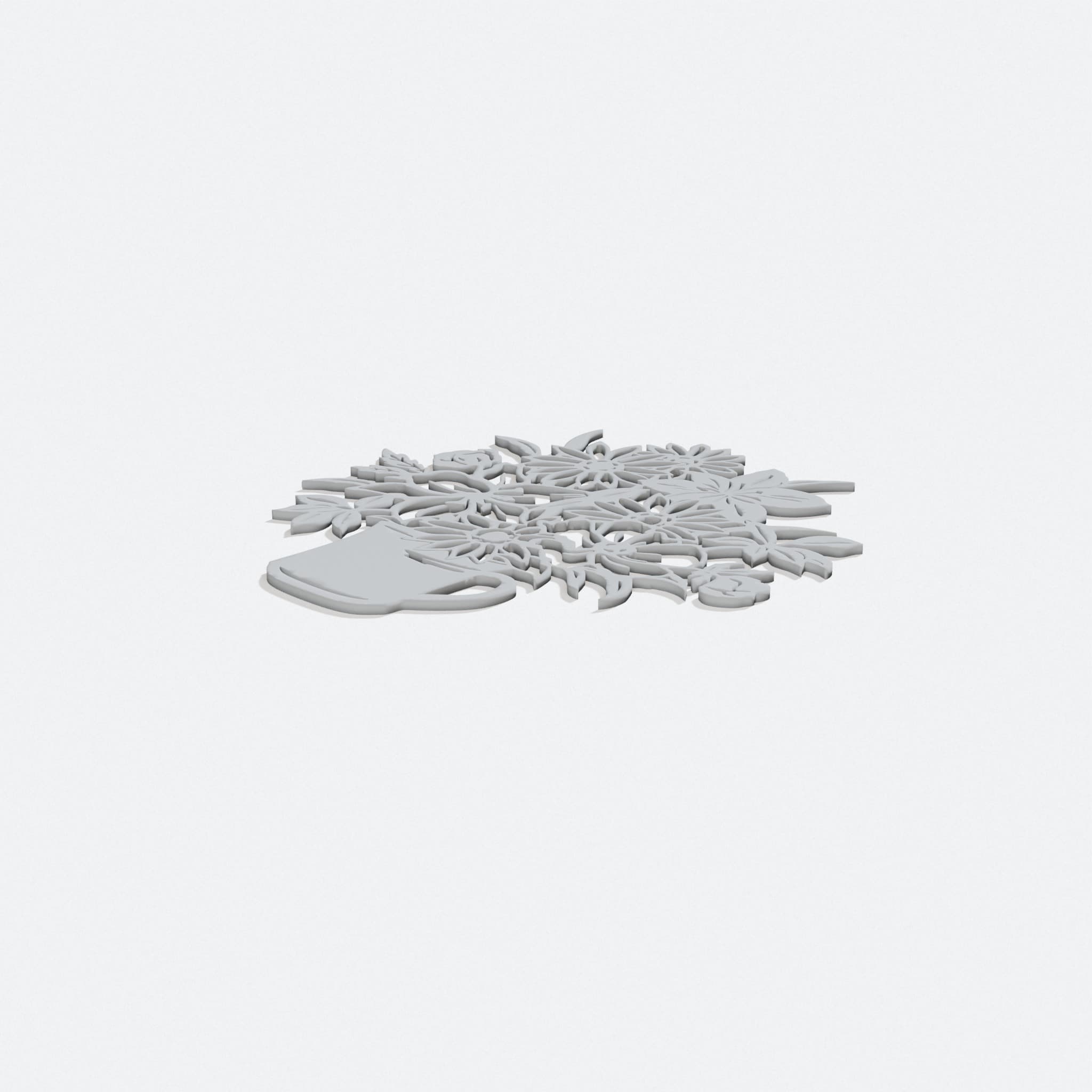 3D Printed Flower Vase Wall Art Decoration, turn three quarter