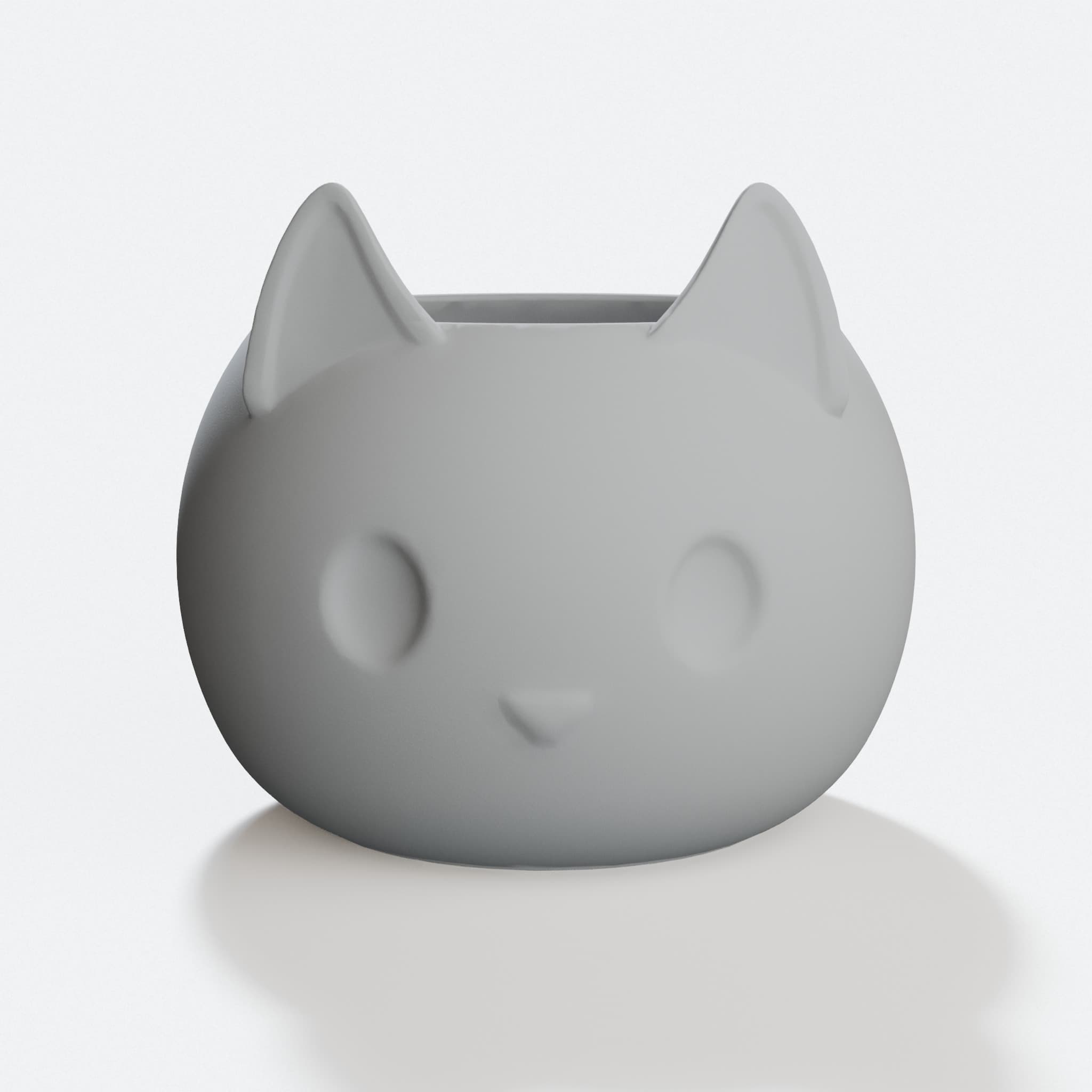 Cat Planter with Front Ears, 3D Printed Home Decor, hero tilt