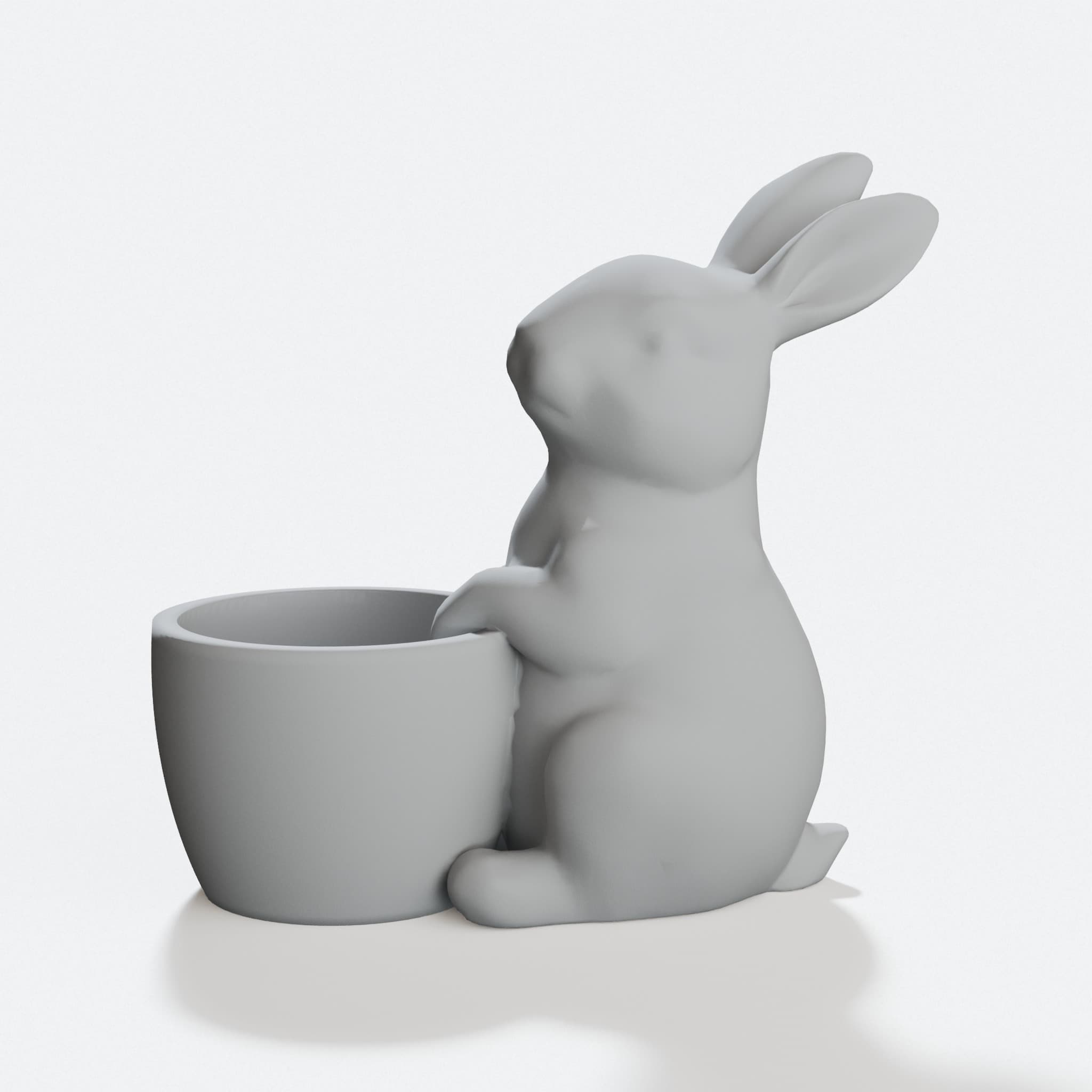 3D Printed Easter Bunny with Bowl Ornament, hero tilt
