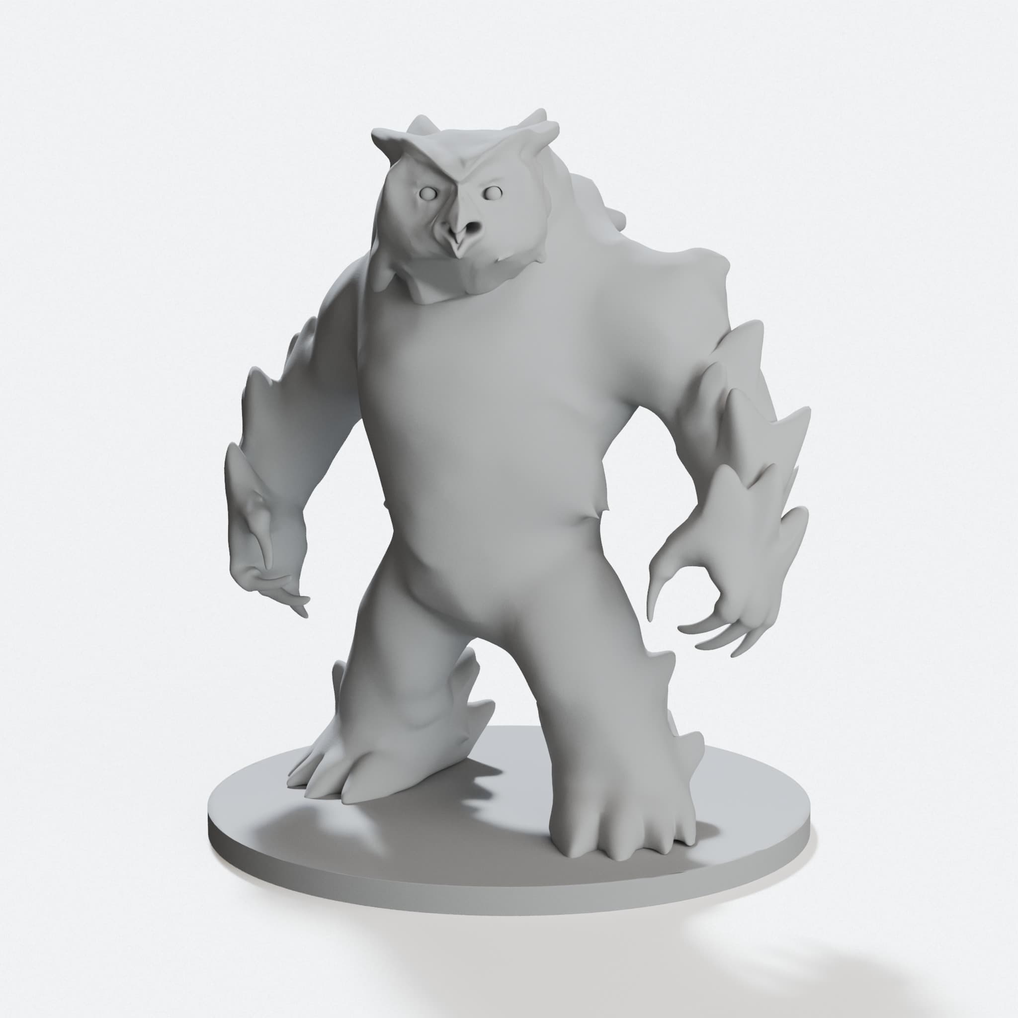 Owlbear 3D Printable Miniature, hero tilt