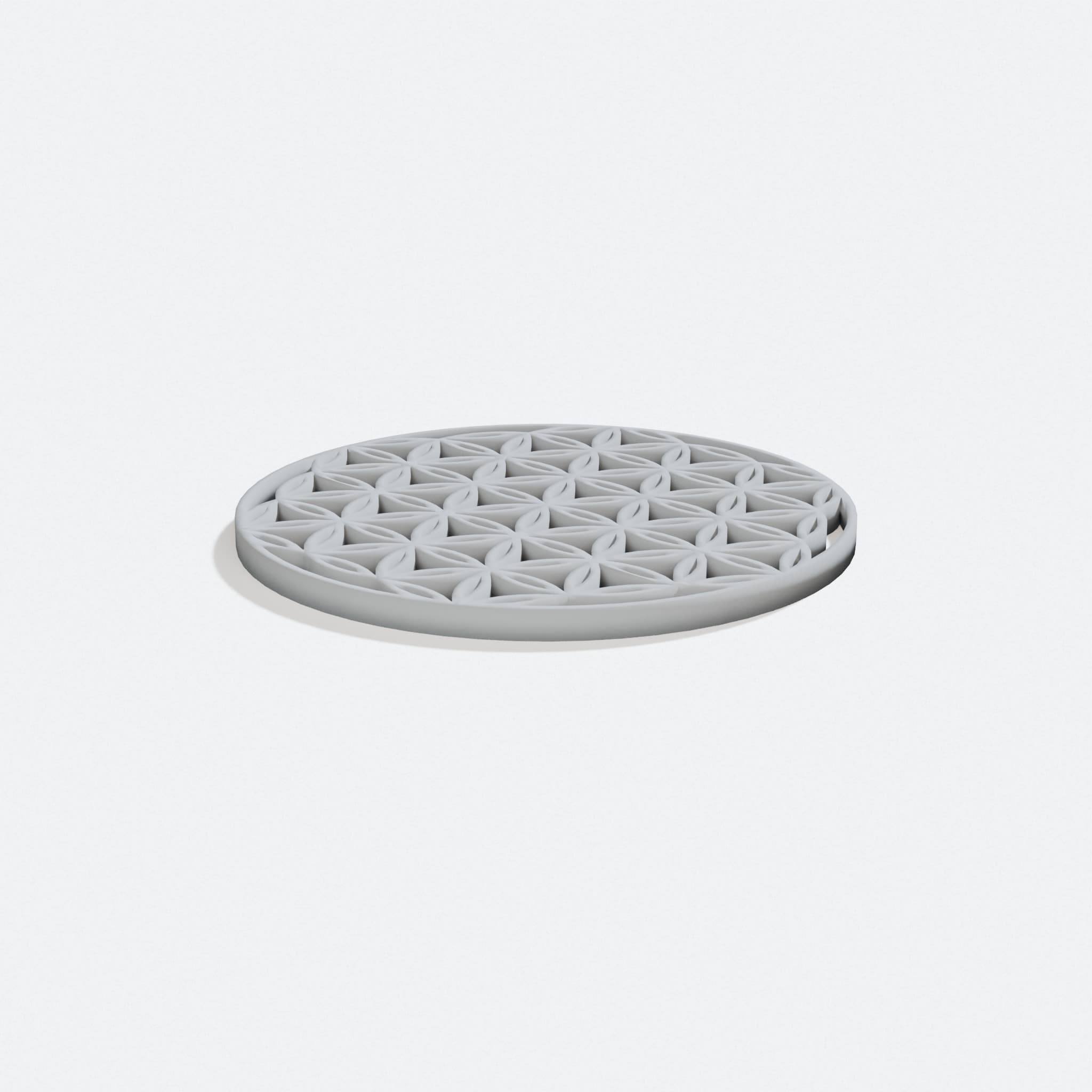 Flower of Life 3D Printed Coaster, Sacred Geometry, turn three quarter