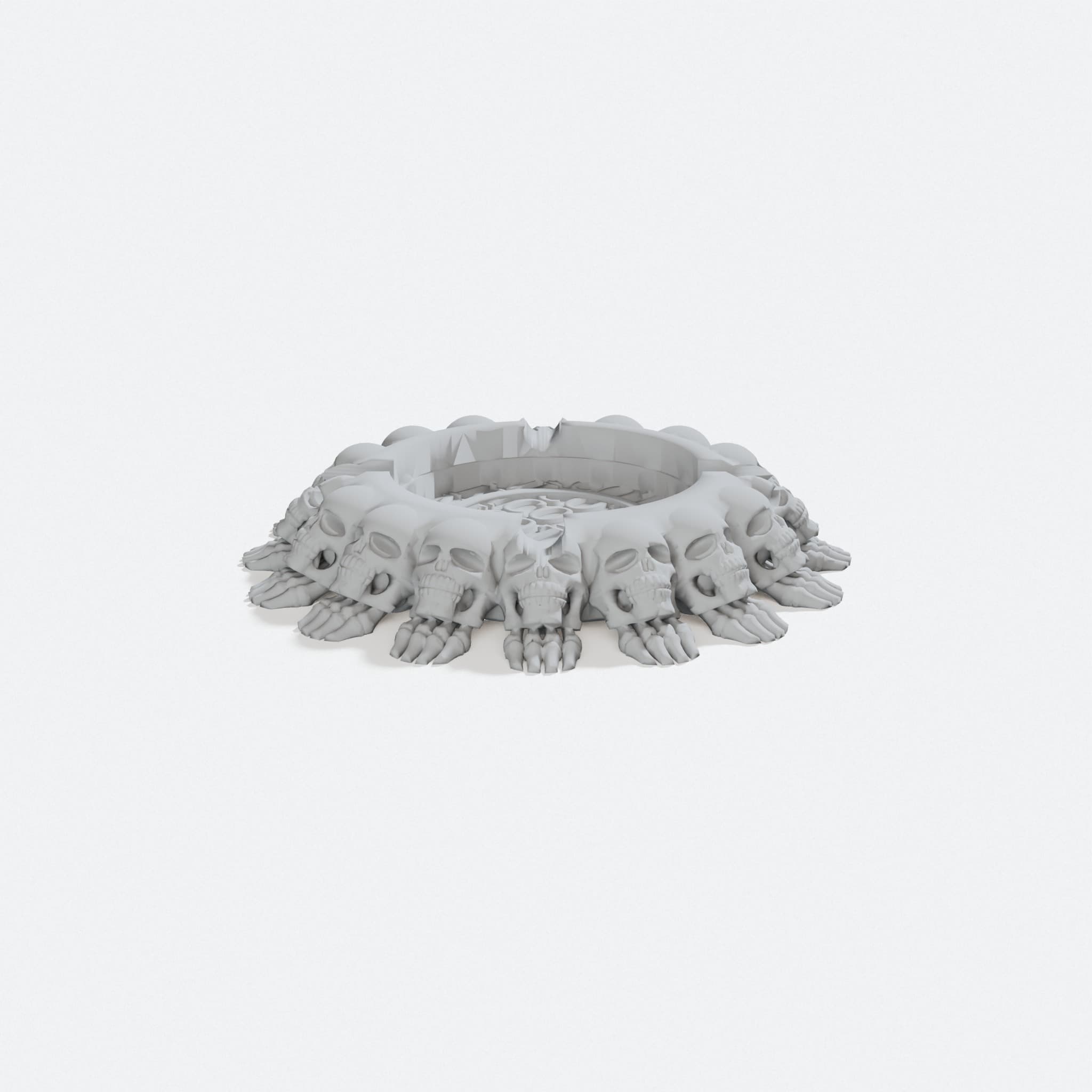 Nicotine Death Skull 3D Printed Ashtray Home Decor, turn three quarter