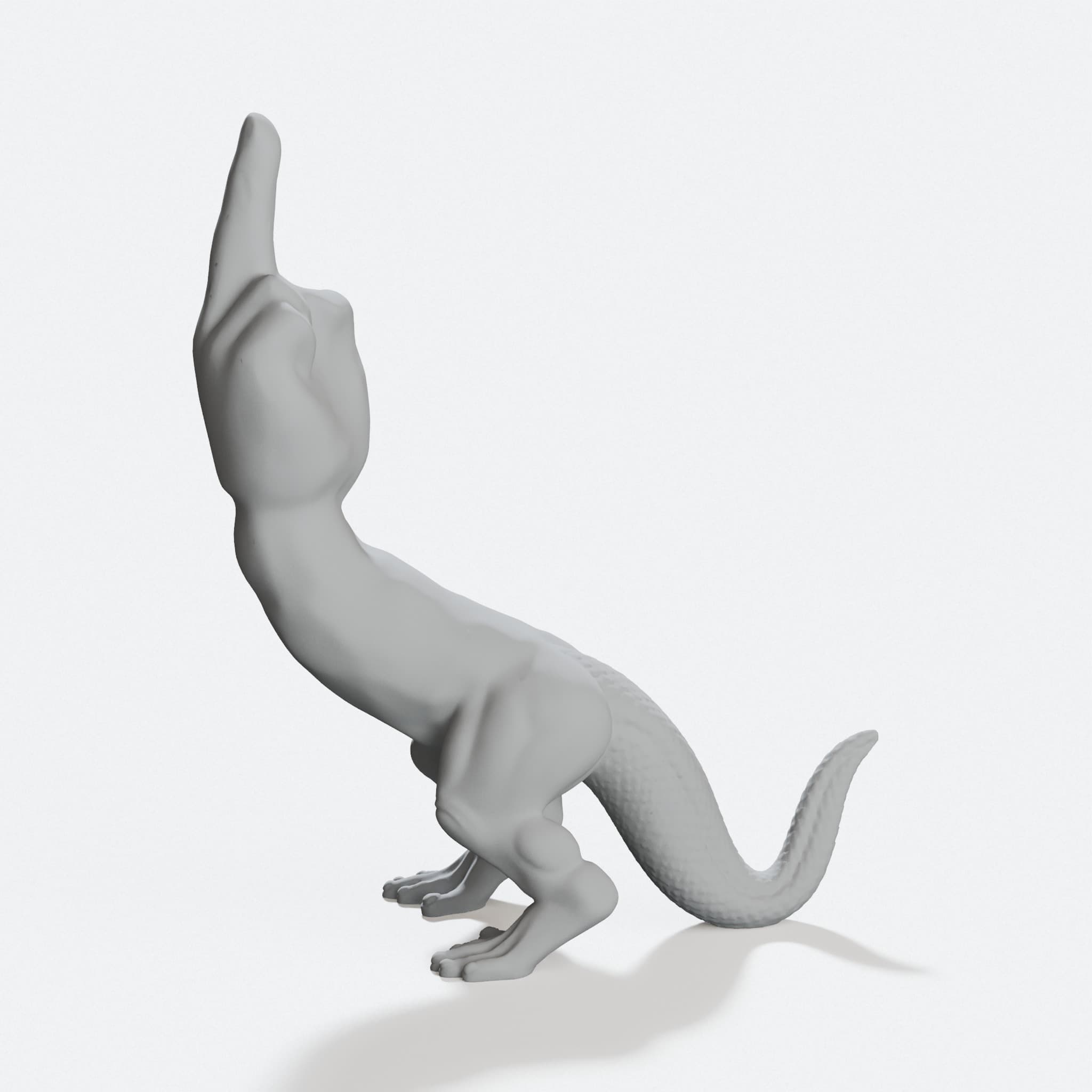 Middle Finger Saurus 3D Printed Toy, hero tilt