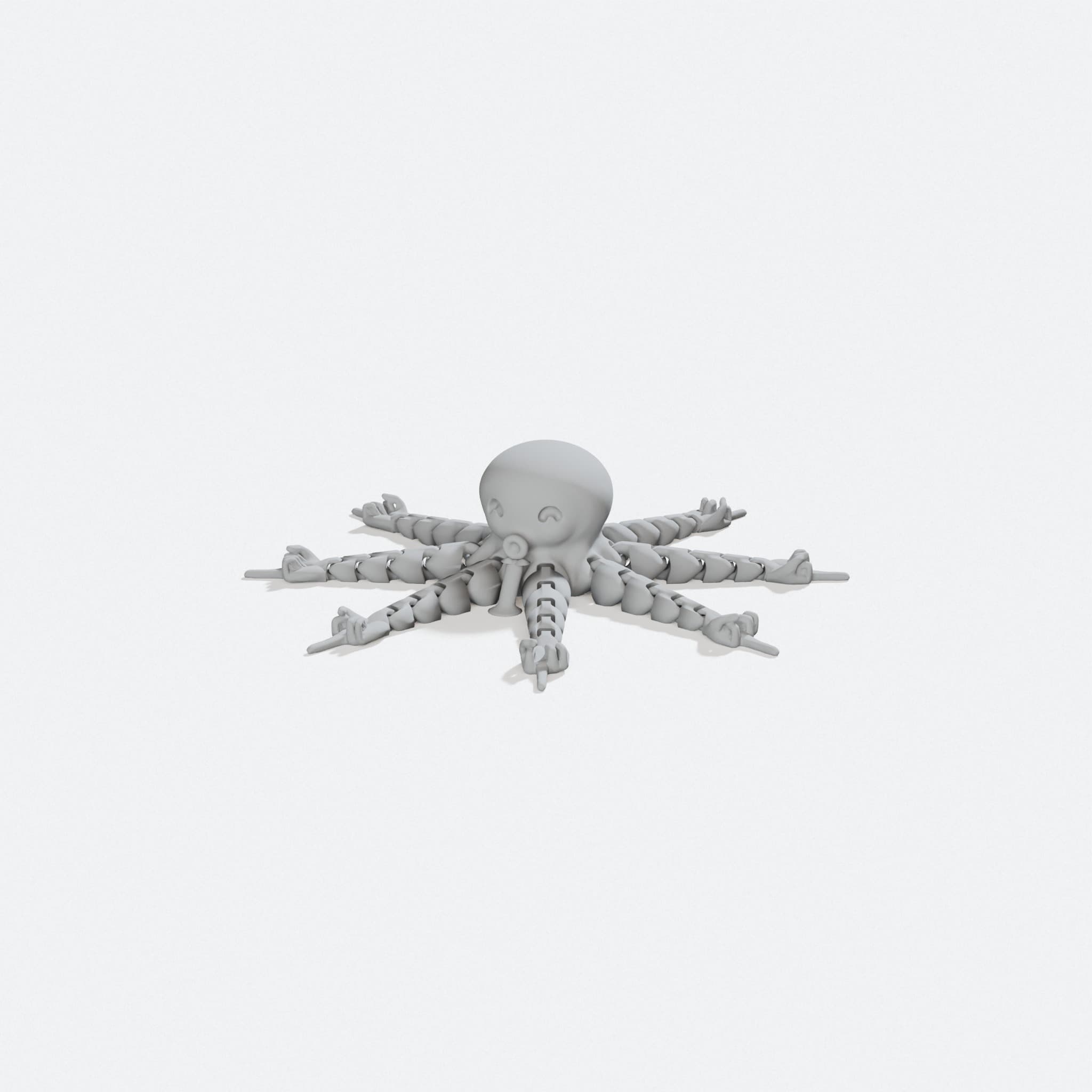 Middle Finger Octopus 3D Printed Toy, turn three quarter