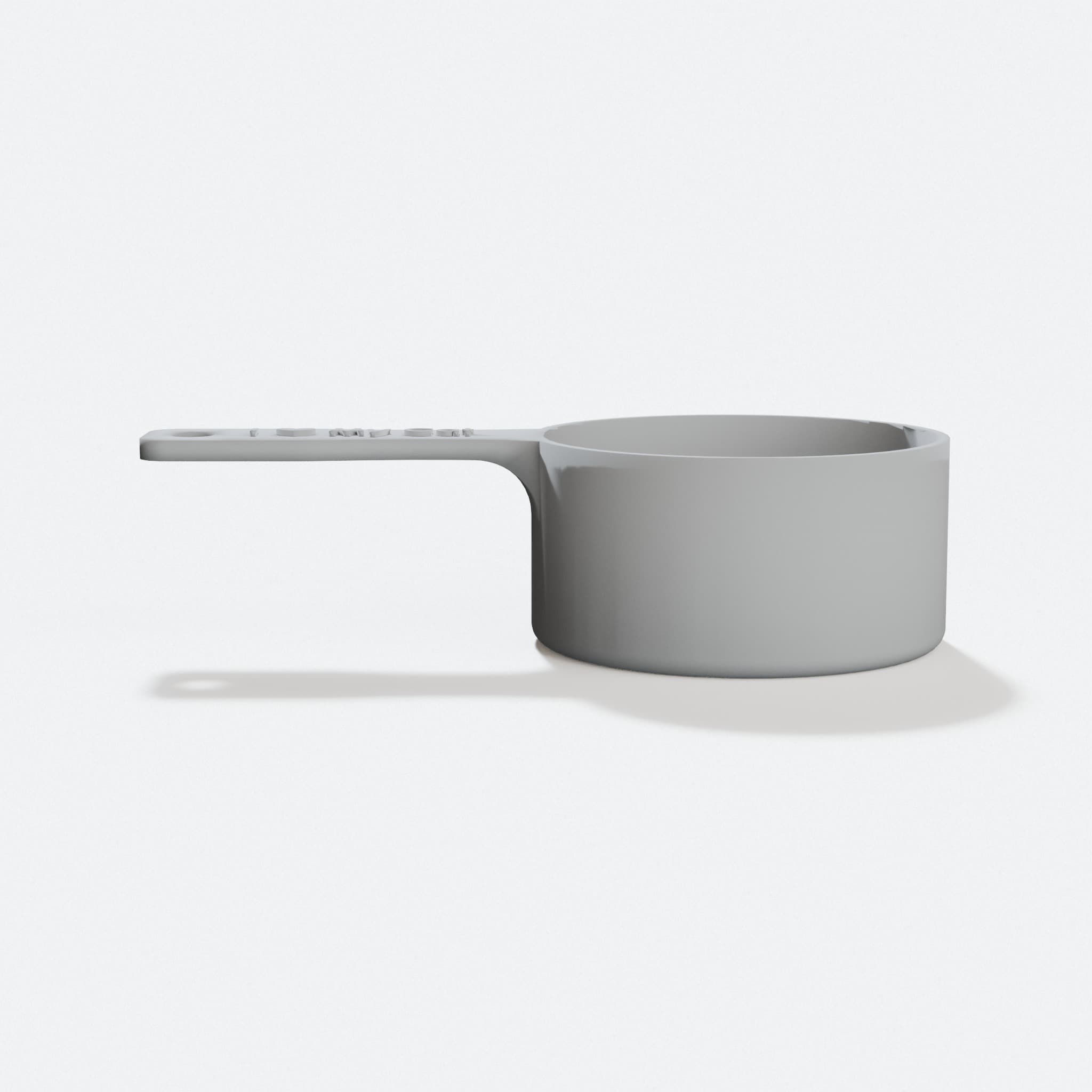 3D Printed Cat Food Scoop, 3/4 Cup Measure, hero tilt