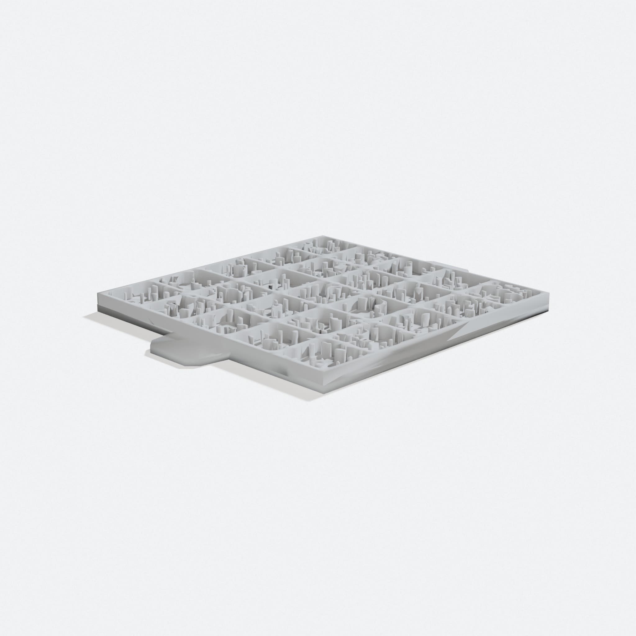 Foam Terrain Stamp 3D Printed Toy for Grid Landscapes, turn three quarter