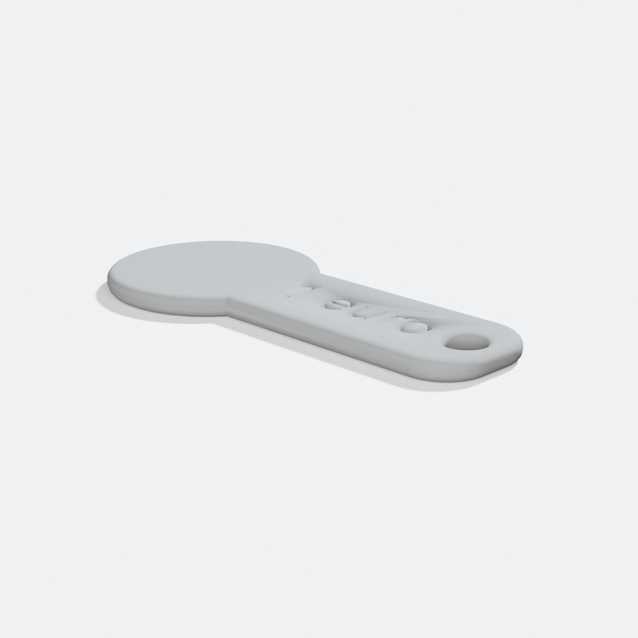 Euro Shopping Cart Token 3D Printed Keyring, turn three quarter