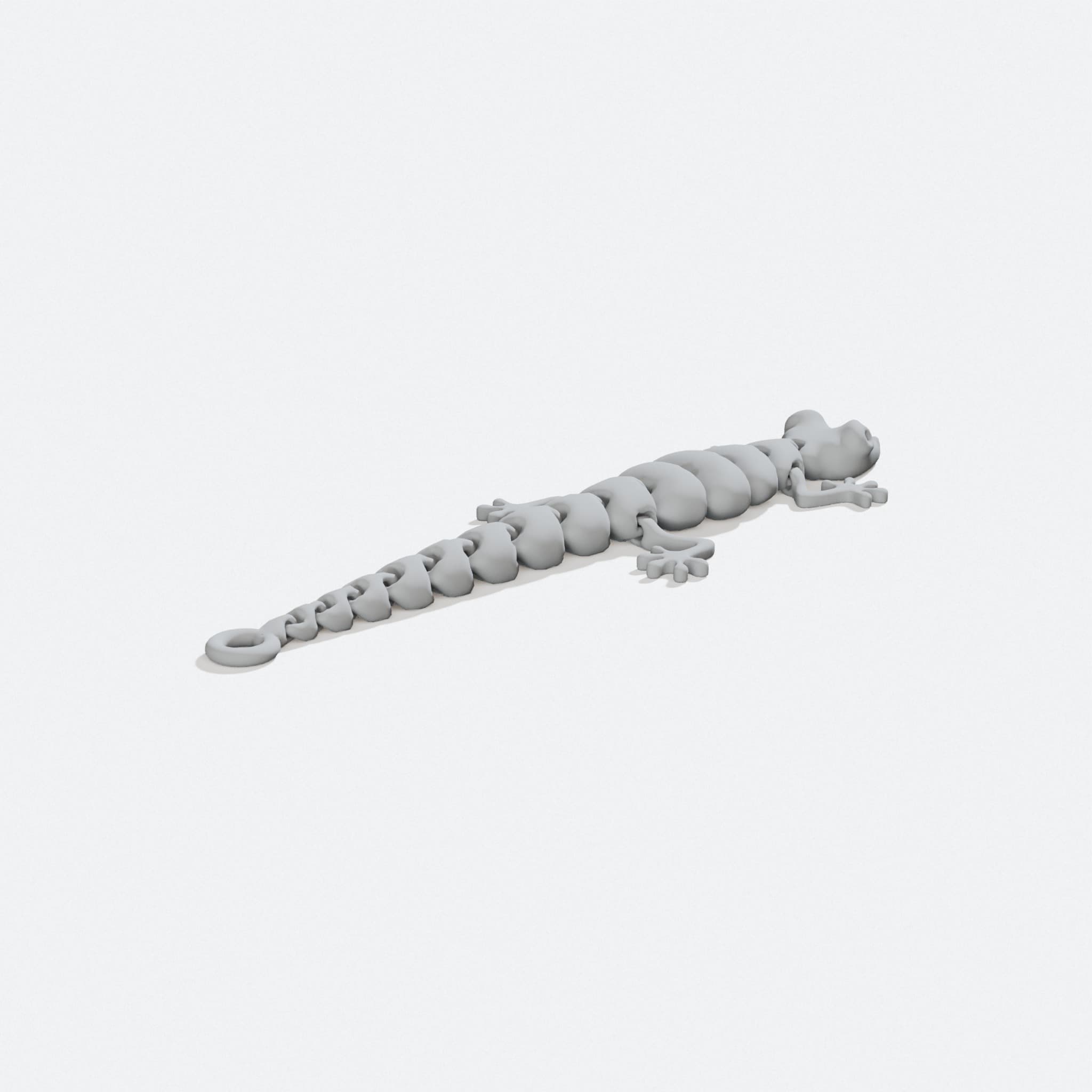 Articulated Lizard 3D Printed Keychain Fidget Toy, turn three quarter