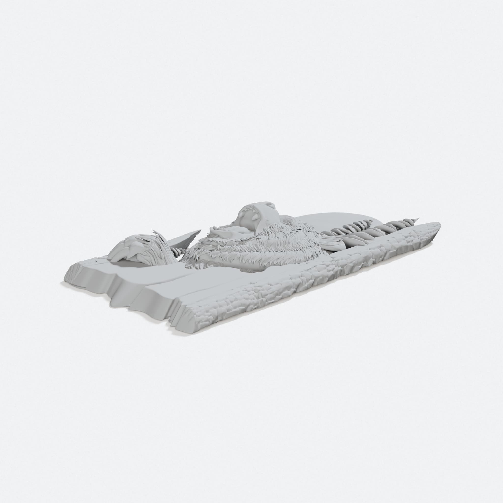 Bear and Moon Relief Panel for Wall Decor, turn three quarter