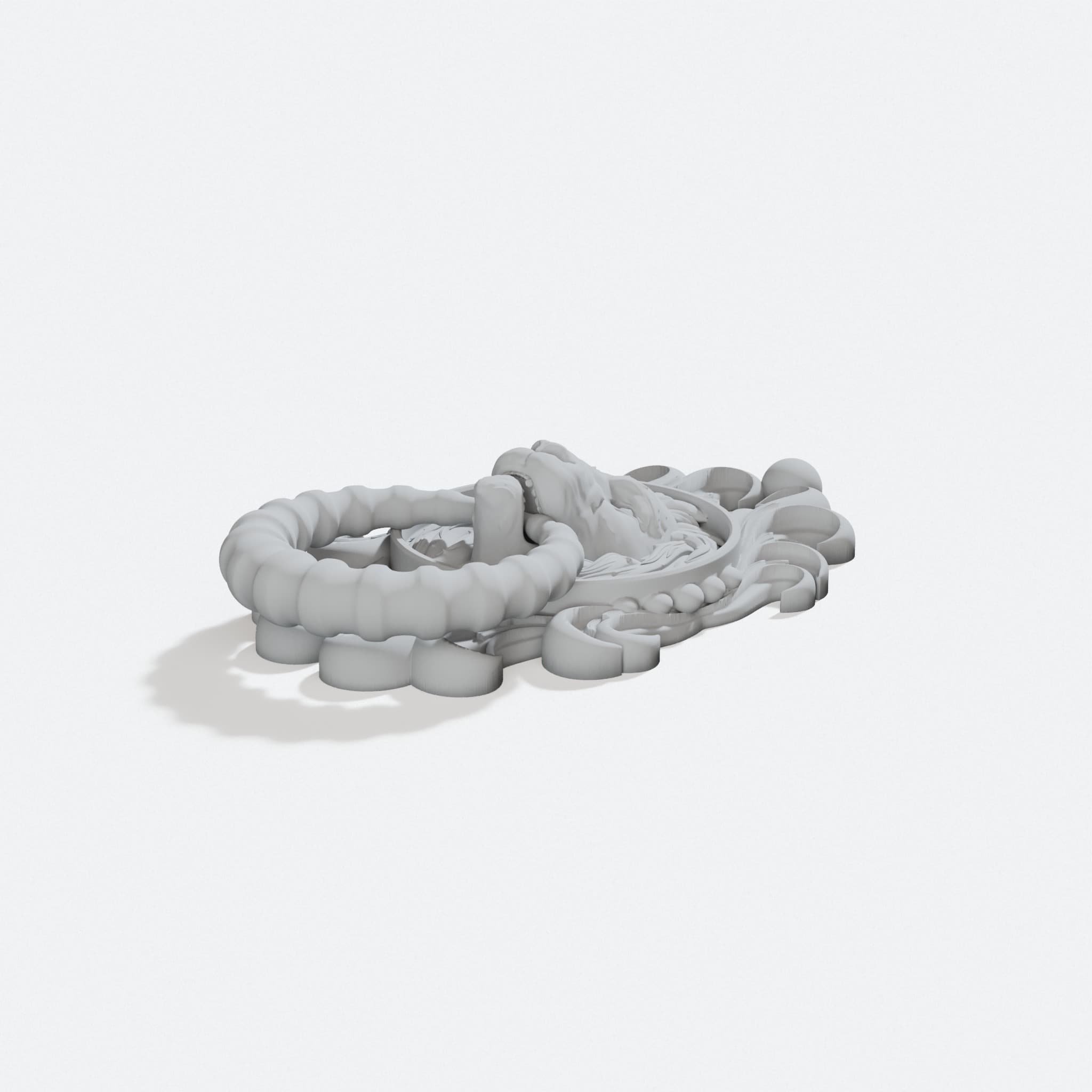 Lion Door Knocker 3D Printed Home Decor, turn three quarter
