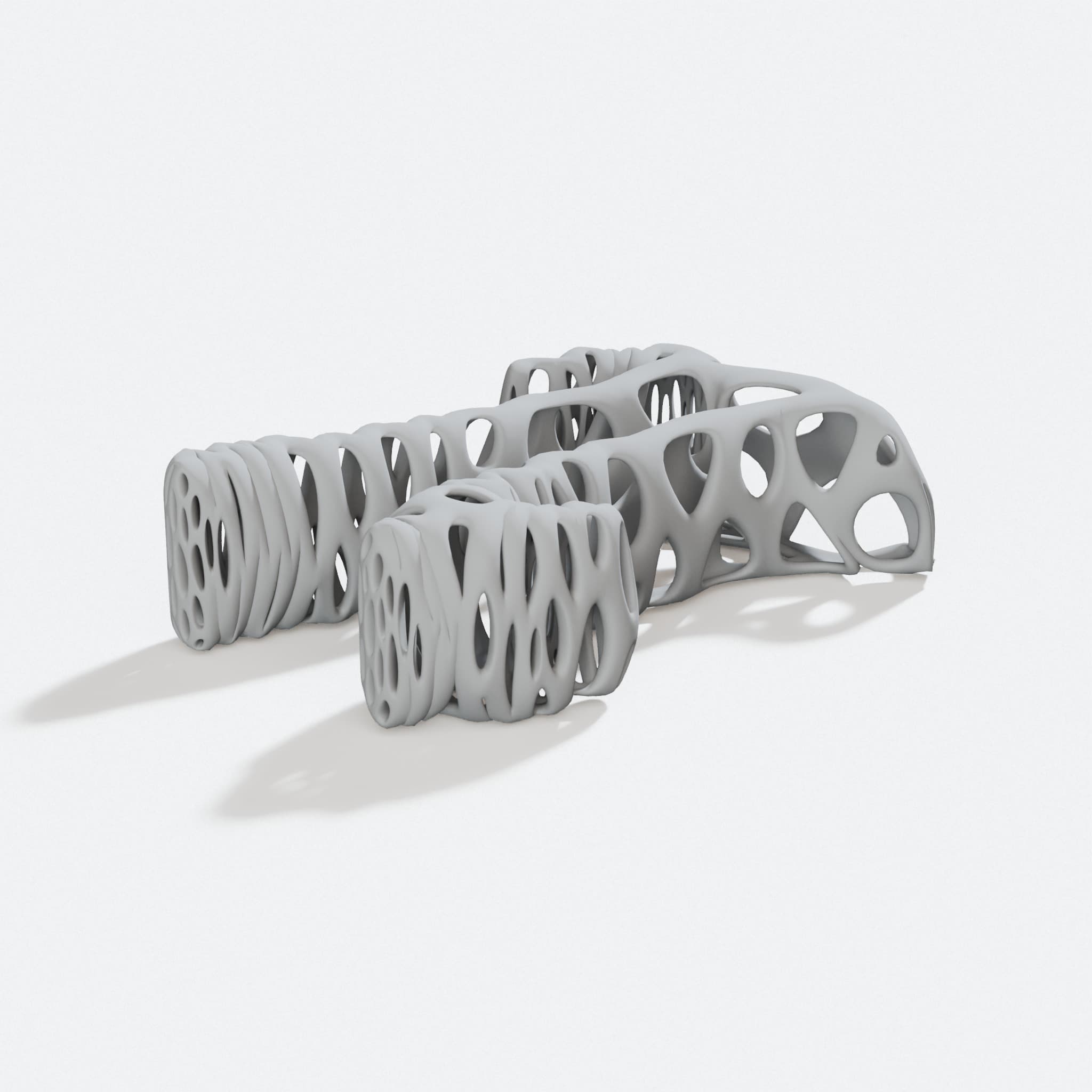Letter Pi Voronoi 3D Printed Ornament, turn three quarter