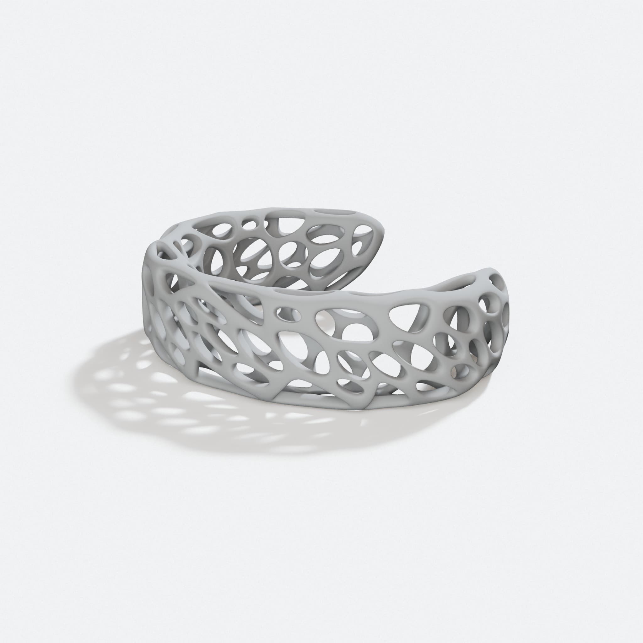 Voronoi Bracelet, 3D Printed Gifts, turn three quarter