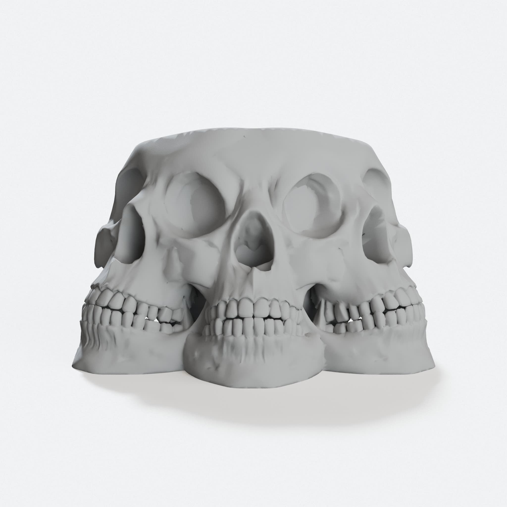 TriSkullQuadraClops Candy Dish – 3D Printed Skull Bowl, hero tilt