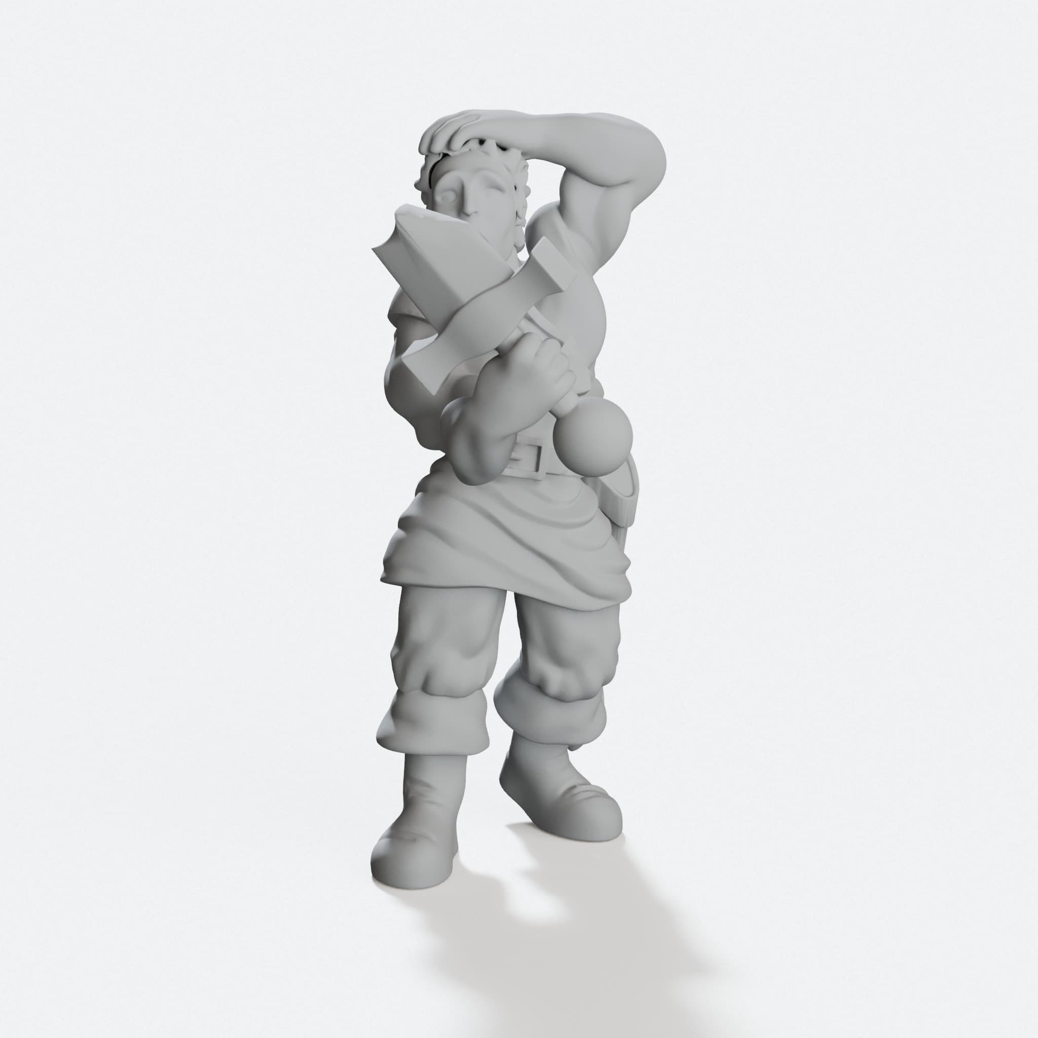 Oops the Fighter 3D Printed Toy Miniature Figure, hero tilt