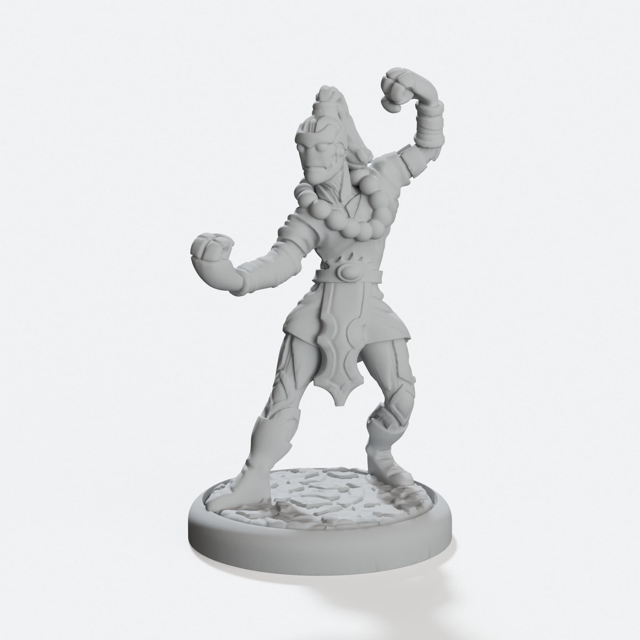 Warforged Monk Miniature, Tabletop Fantasy Defender, hero tilt