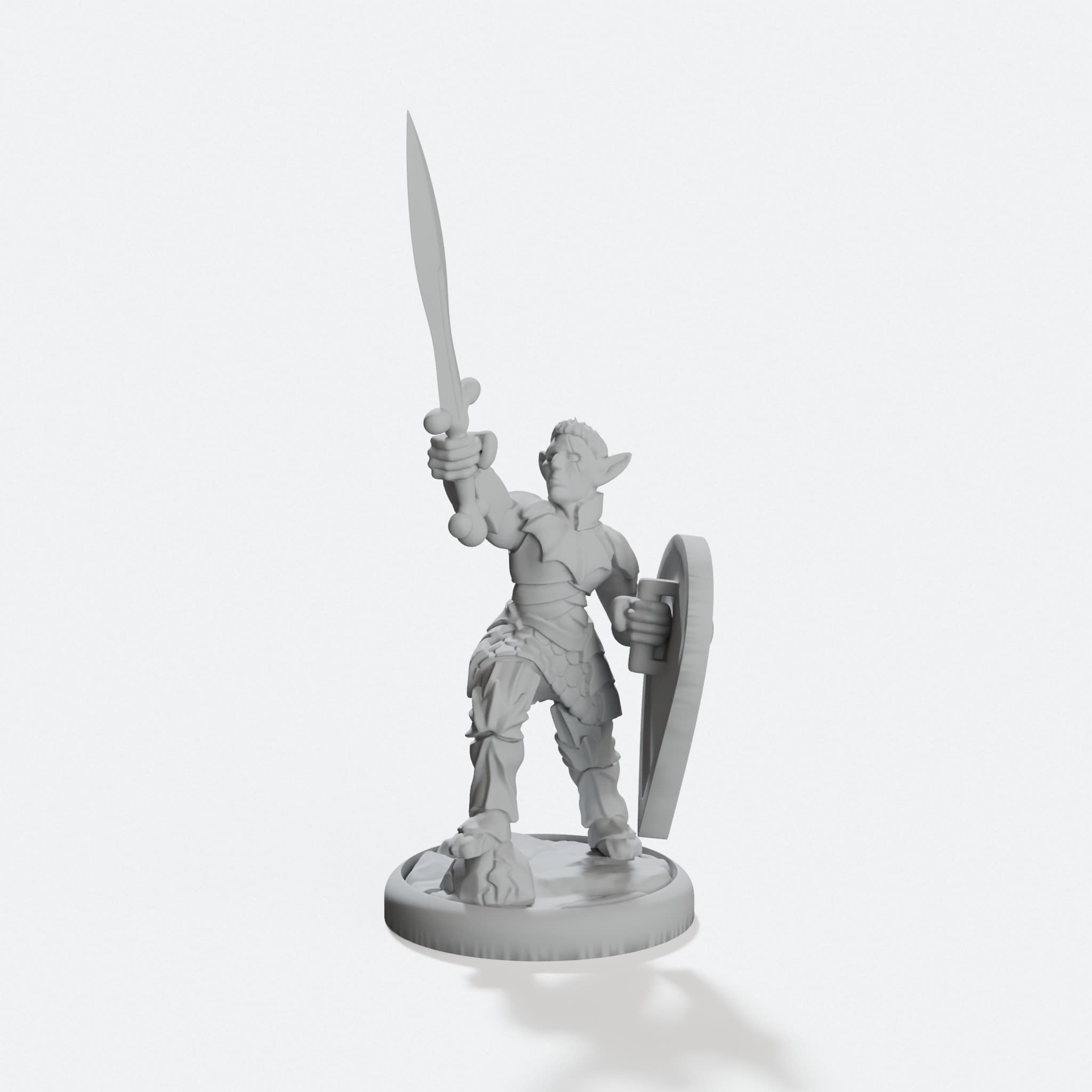 Elven Dragon Paladin 3D Printed Toy Figure, hero tilt