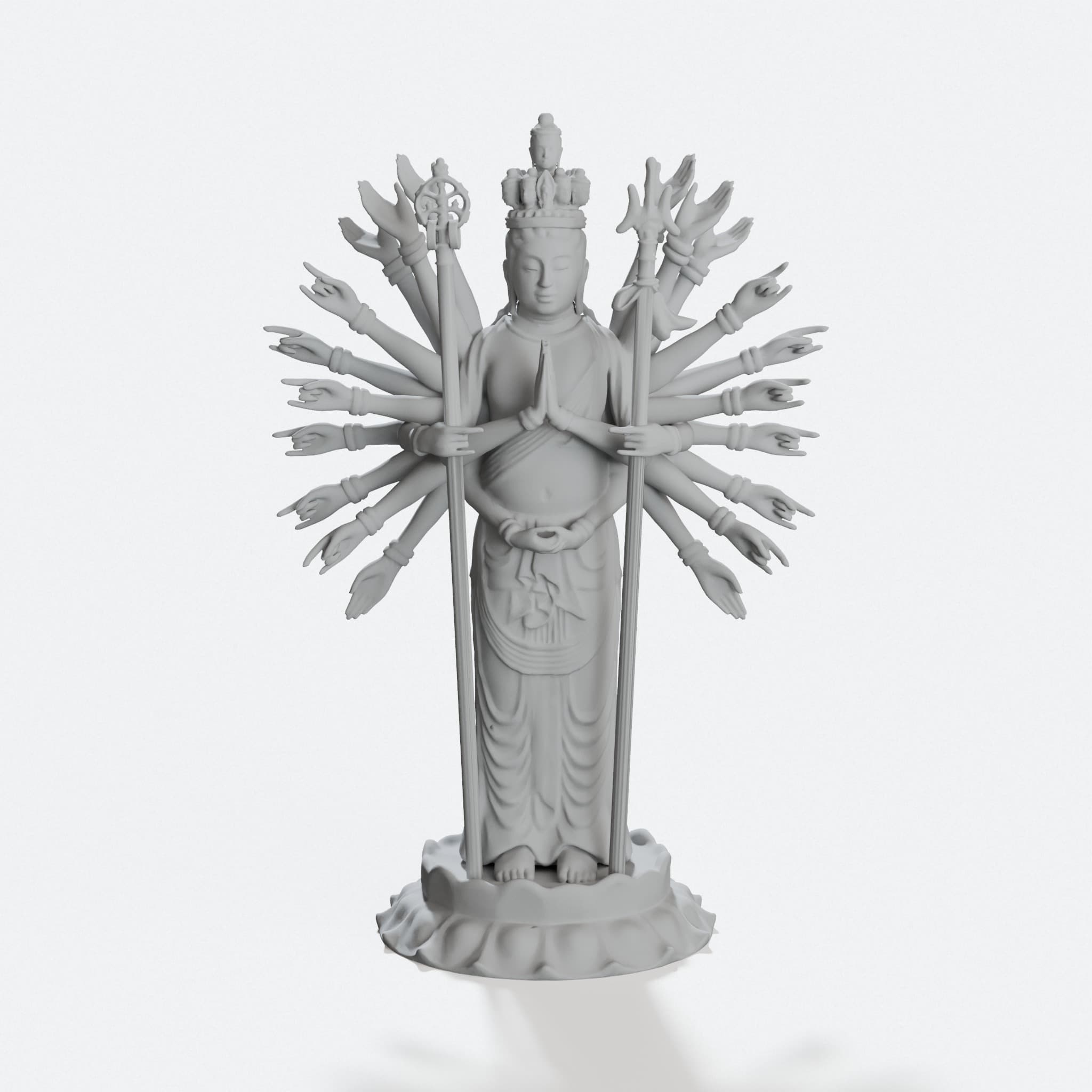 Thousand-Armed Kannon 3D Printed Ornament, hero tilt