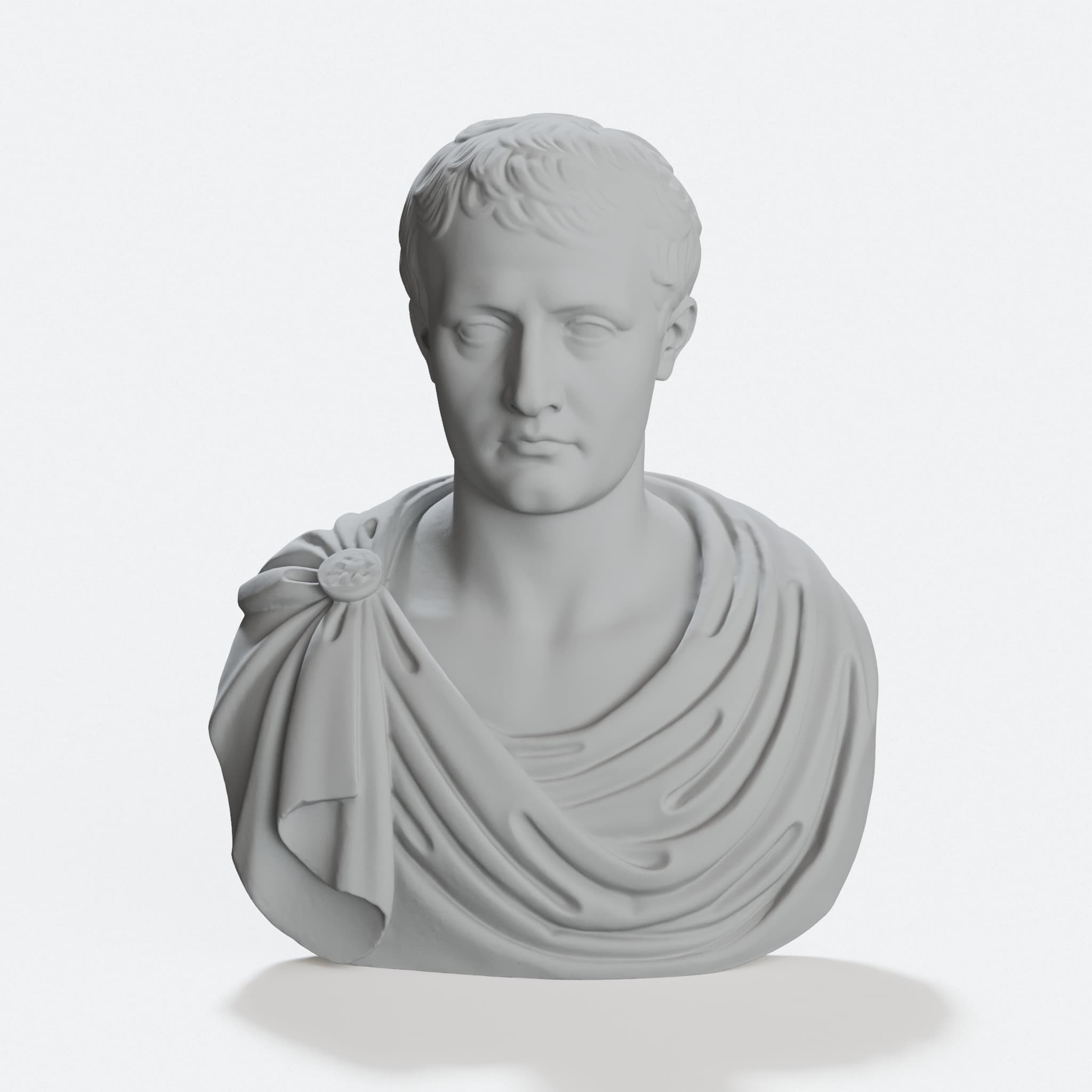 Napoleon Bust Display Sculpture, Scanned from a Museum Artifact, hero tilt
