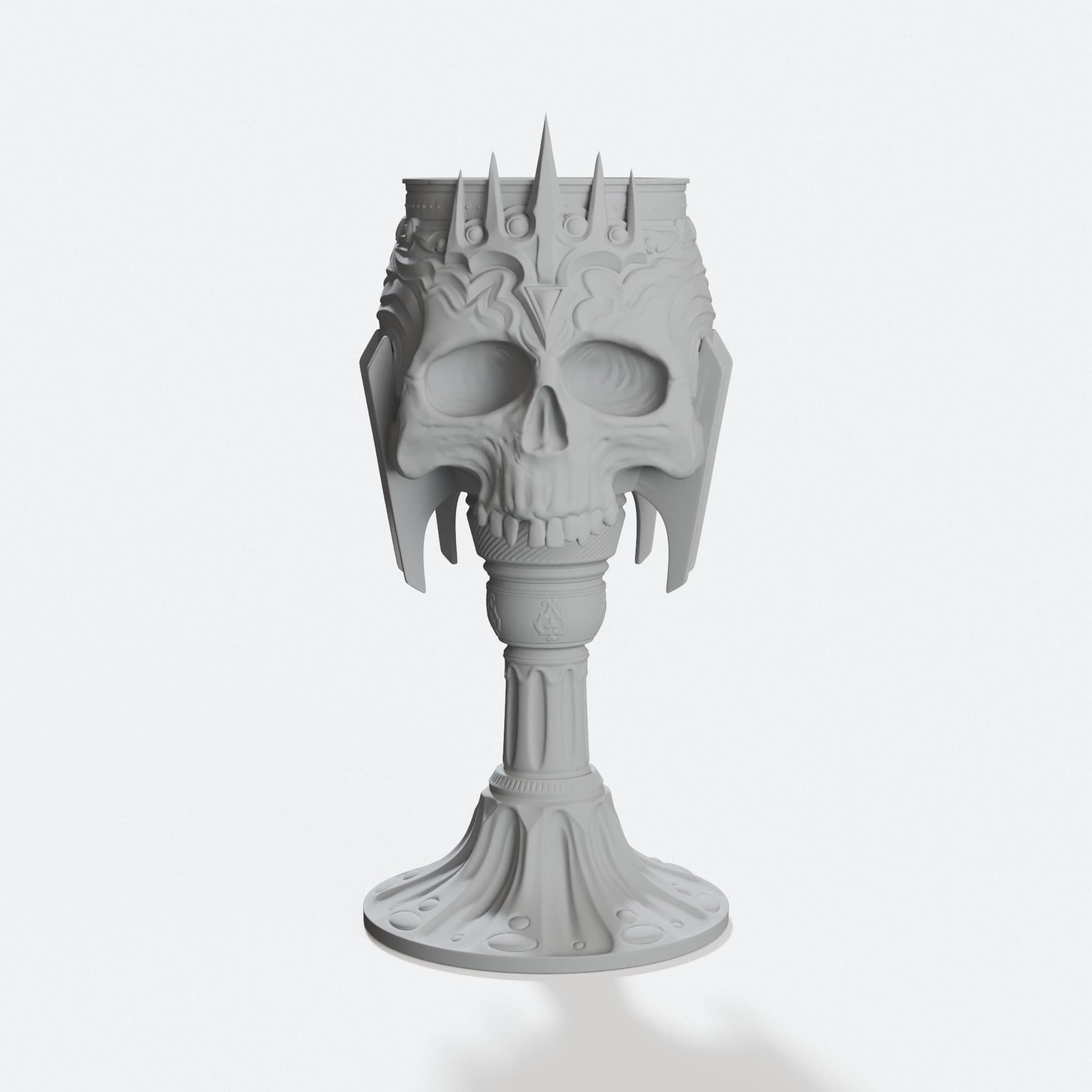 Throne of the Damned Gothic Skull Goblet 3D Printed, hero tilt