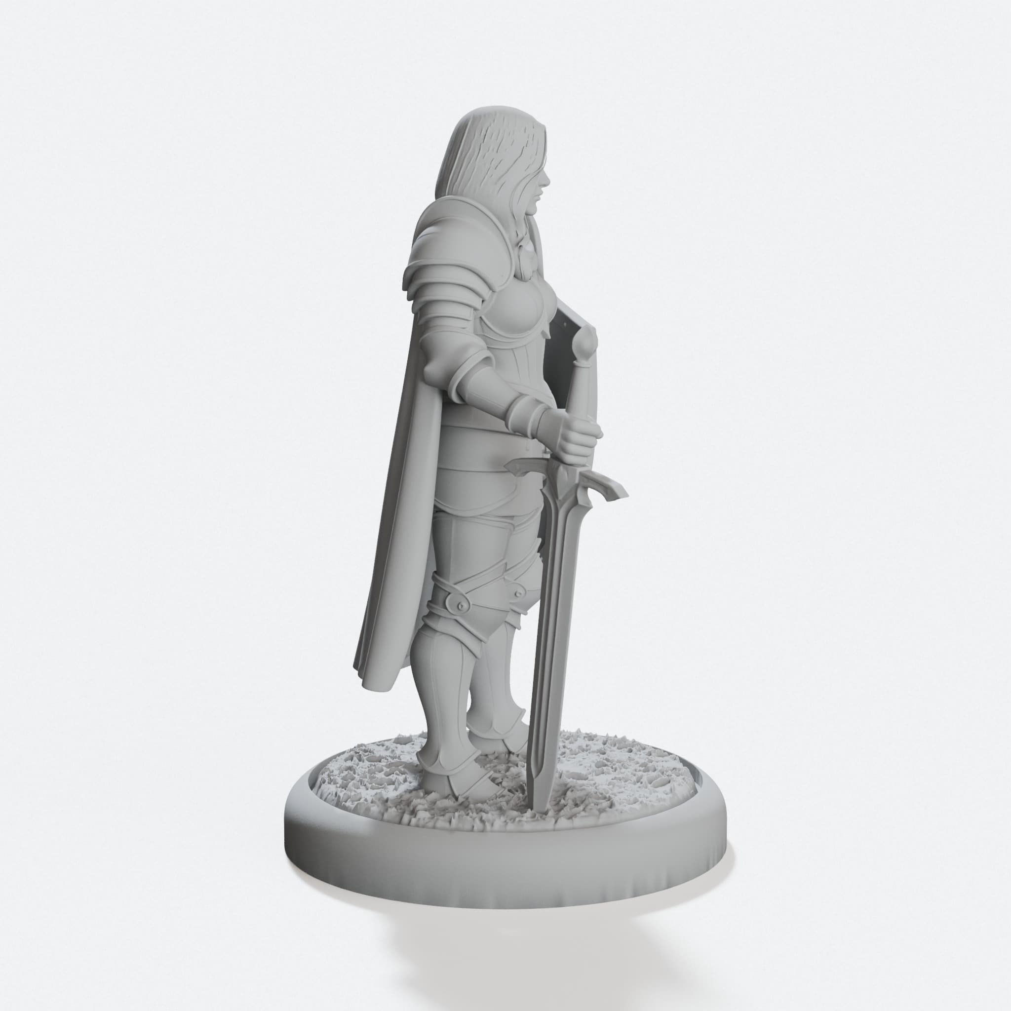 Female Paladin Vengeance 3D Printed Toy Miniature, hero tilt