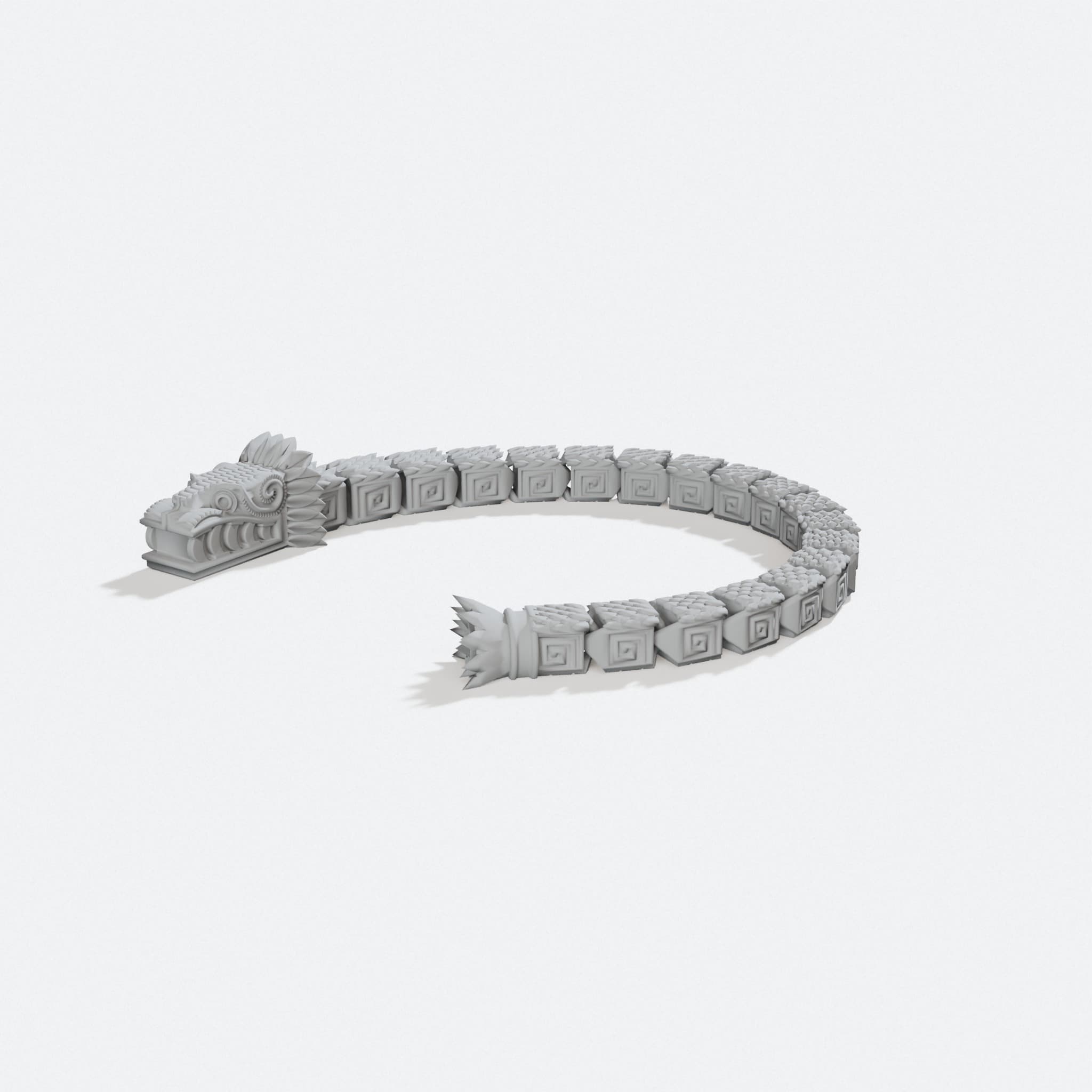 Articulated Quetzalcoatl 3D Printed Toy Dragon Figure, turn three quarter