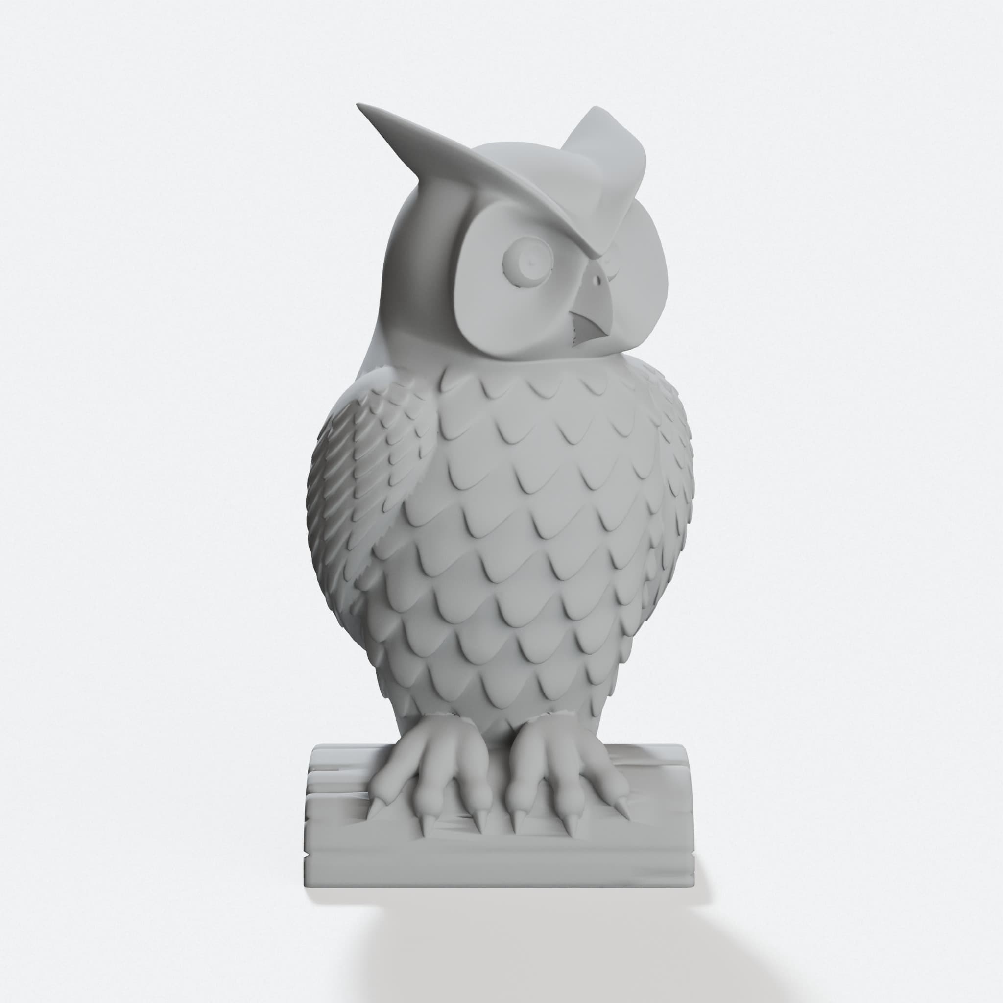 Owl Statue Facing Left - 3D Printed Home Decor, hero tilt