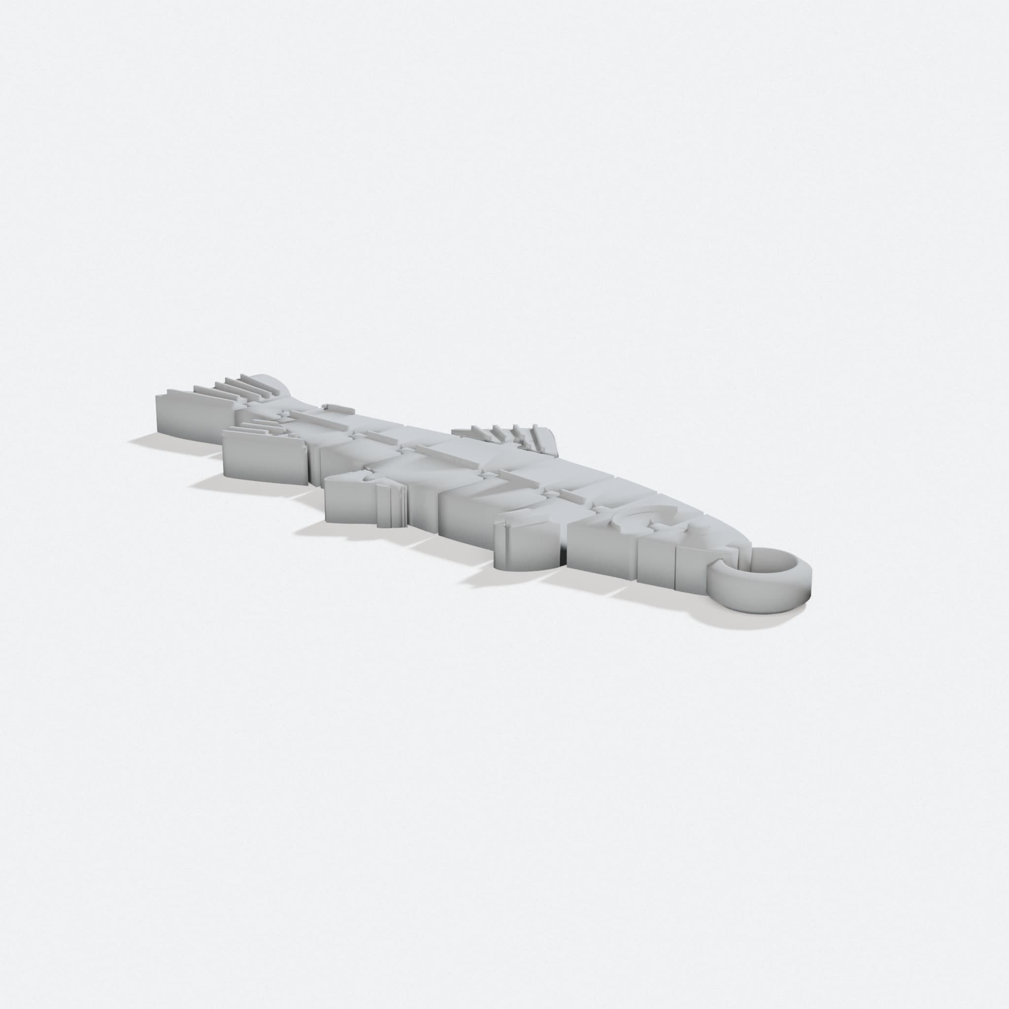 Articulated Fish Toy - 3D Printed On Demand, turn three quarter