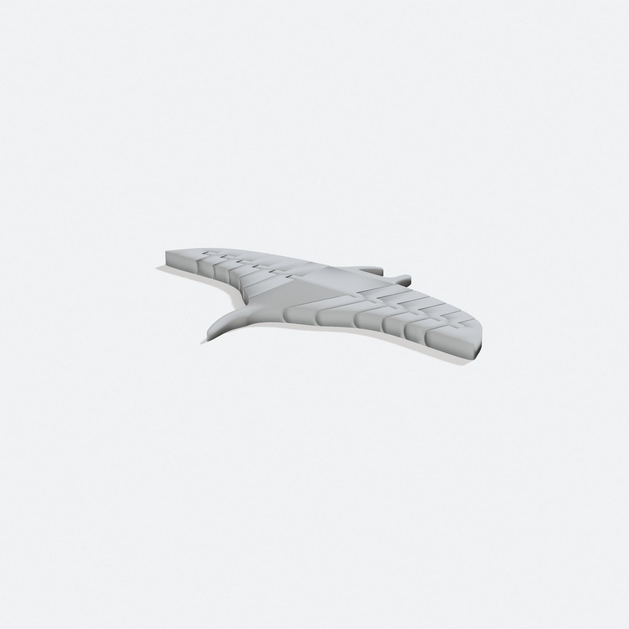 Flexi Articulated Manta Ray 3D Printed Toy, turn three quarter