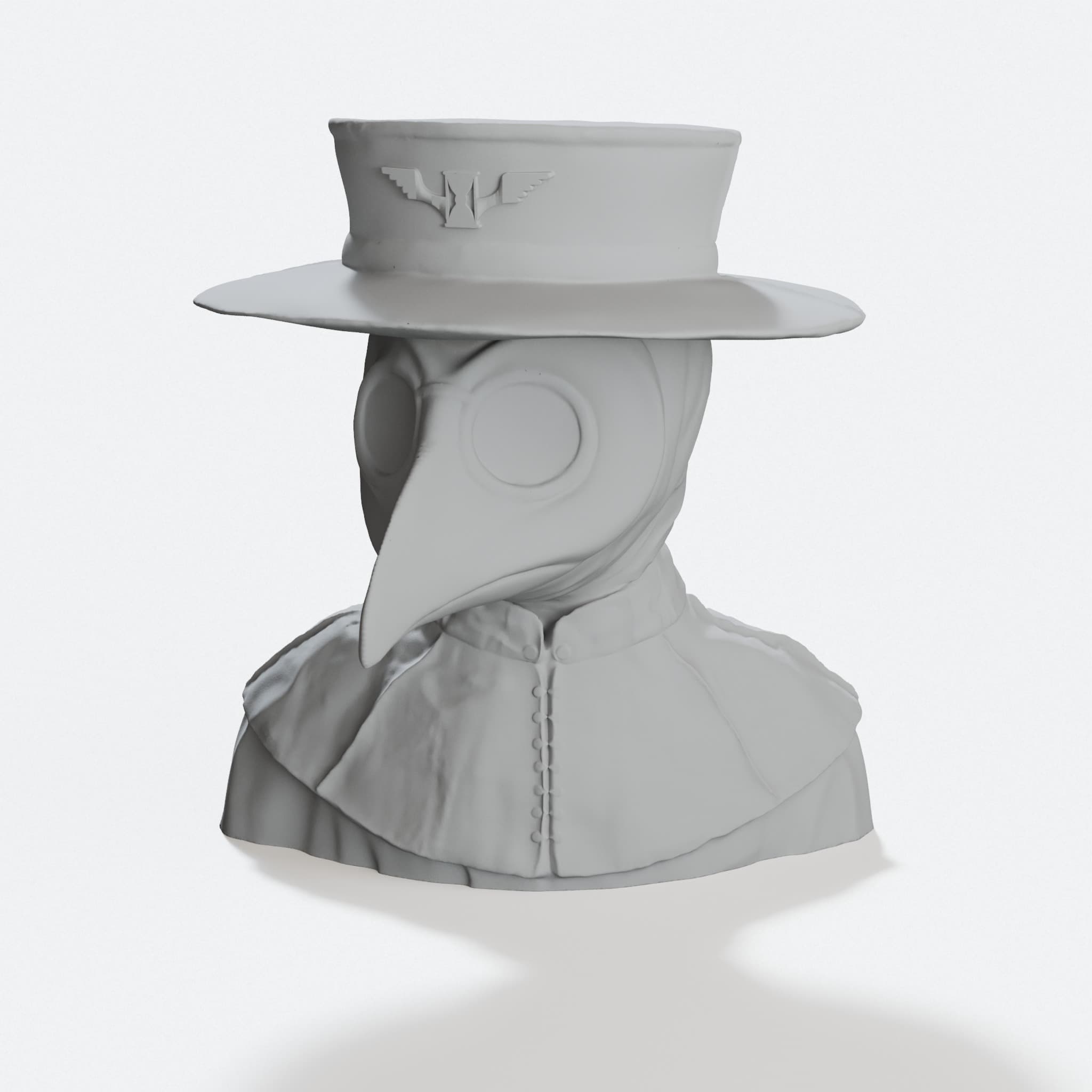 Plague Doctor Bust Steampunk Sculpture, hero tilt