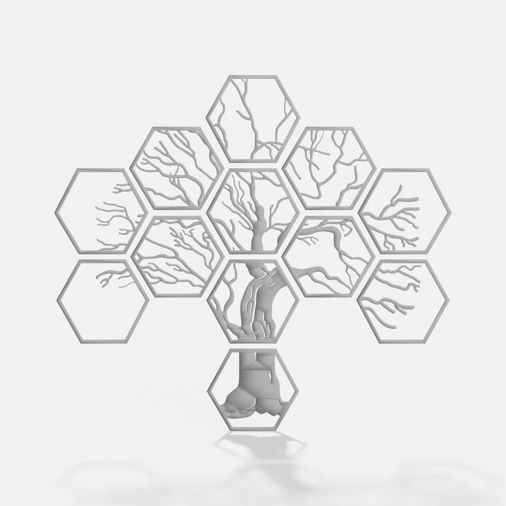 Hexagon Tree 3D Printed Wall Panel Home Decor, hero tilt