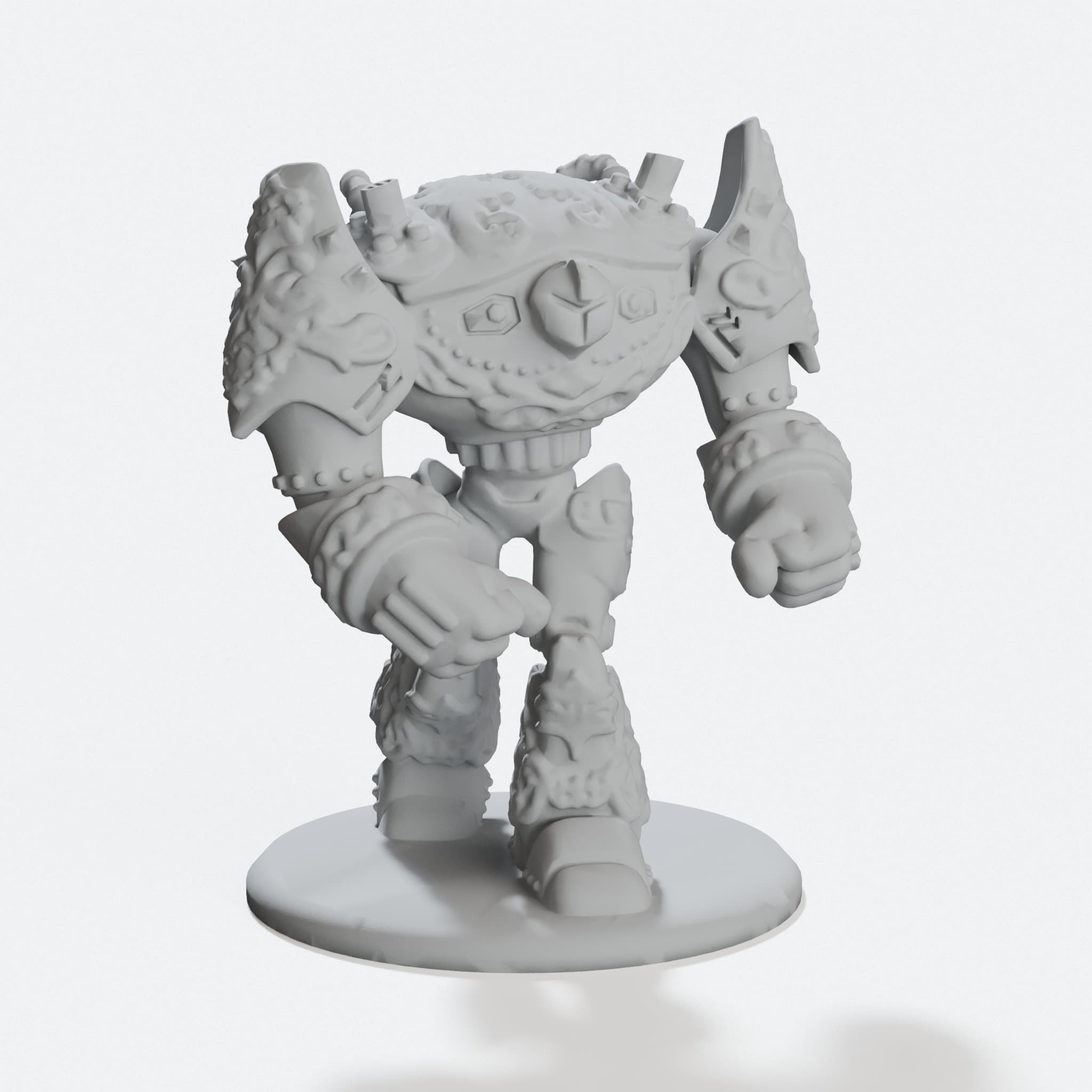 Dwarven Steam Golem 28mm 3D Printed Gaming Miniature, hero tilt