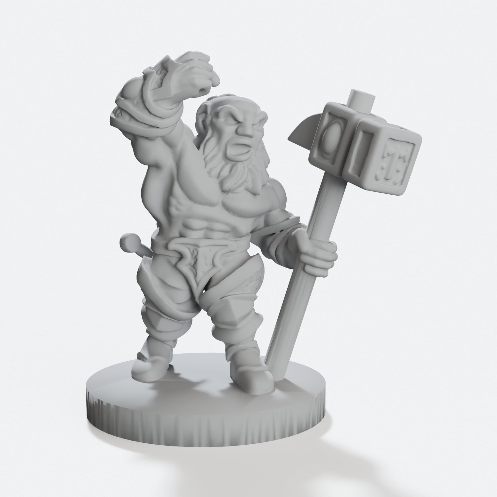 Epic Dwarf Miniature 3D Printed Toy Figure, hero tilt