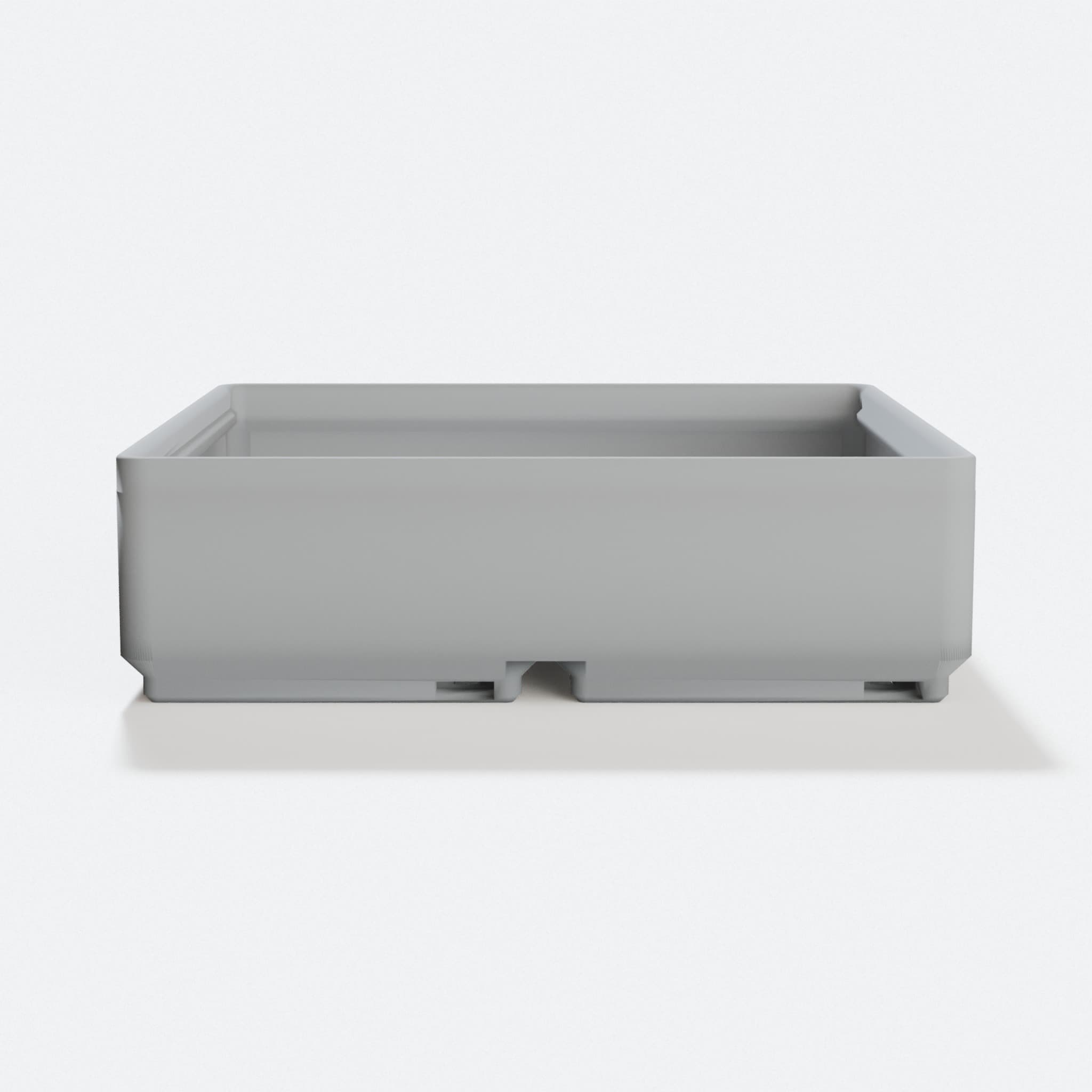 Gridfinity Bin 2×2 × 3u (Flat Wall Utility), hero tilt