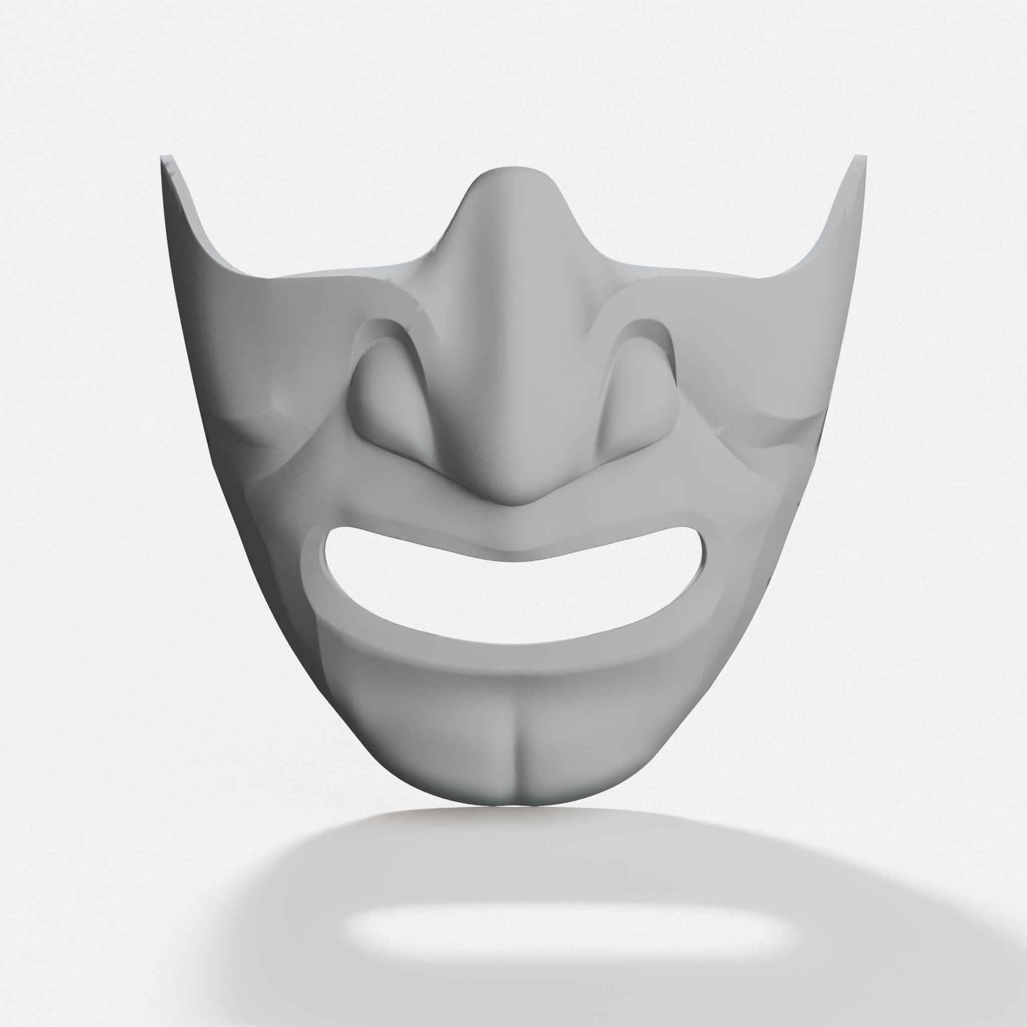 3D Printed Samurai Half Mask Adult Mempo, hero tilt