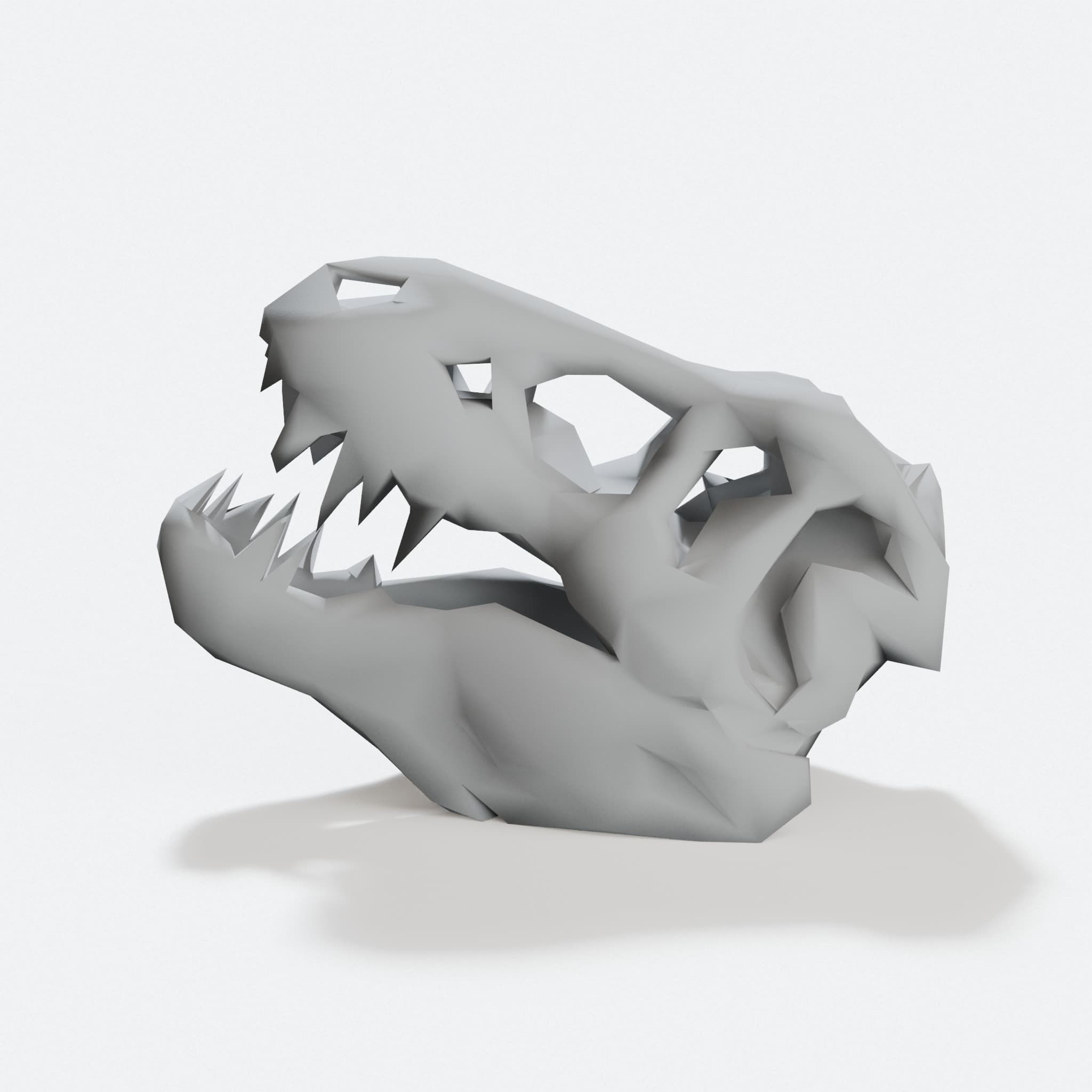 Low Poly T-Rex Skull 3D Printed Toy, hero tilt