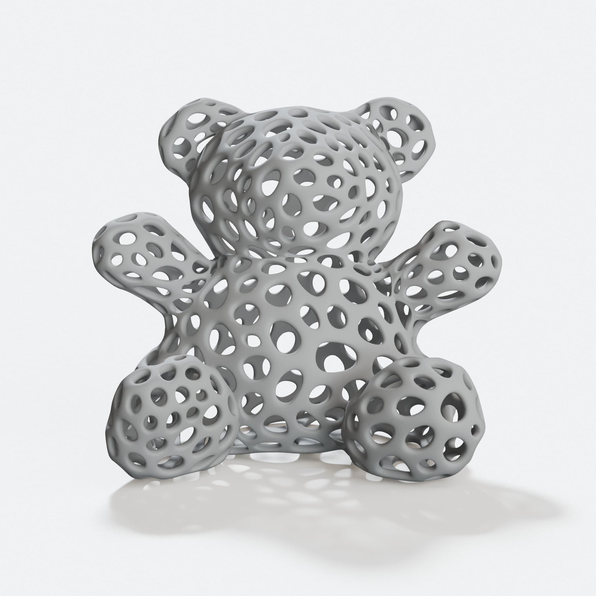 Voronoi Teddy Bear 3D Print File – Geometric Toy Design, hero tilt