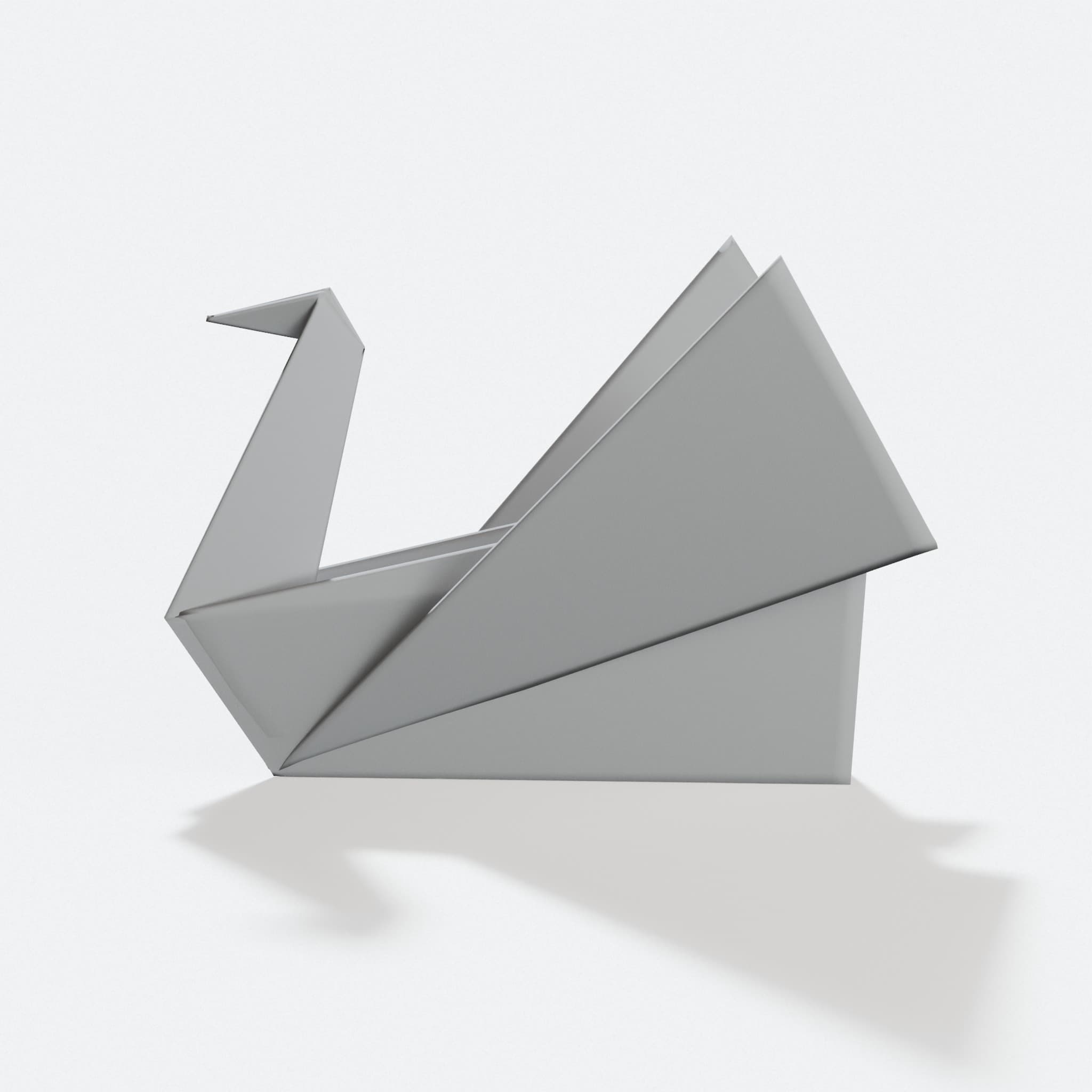 Origami Swan 3D Printed Ornament, hero tilt