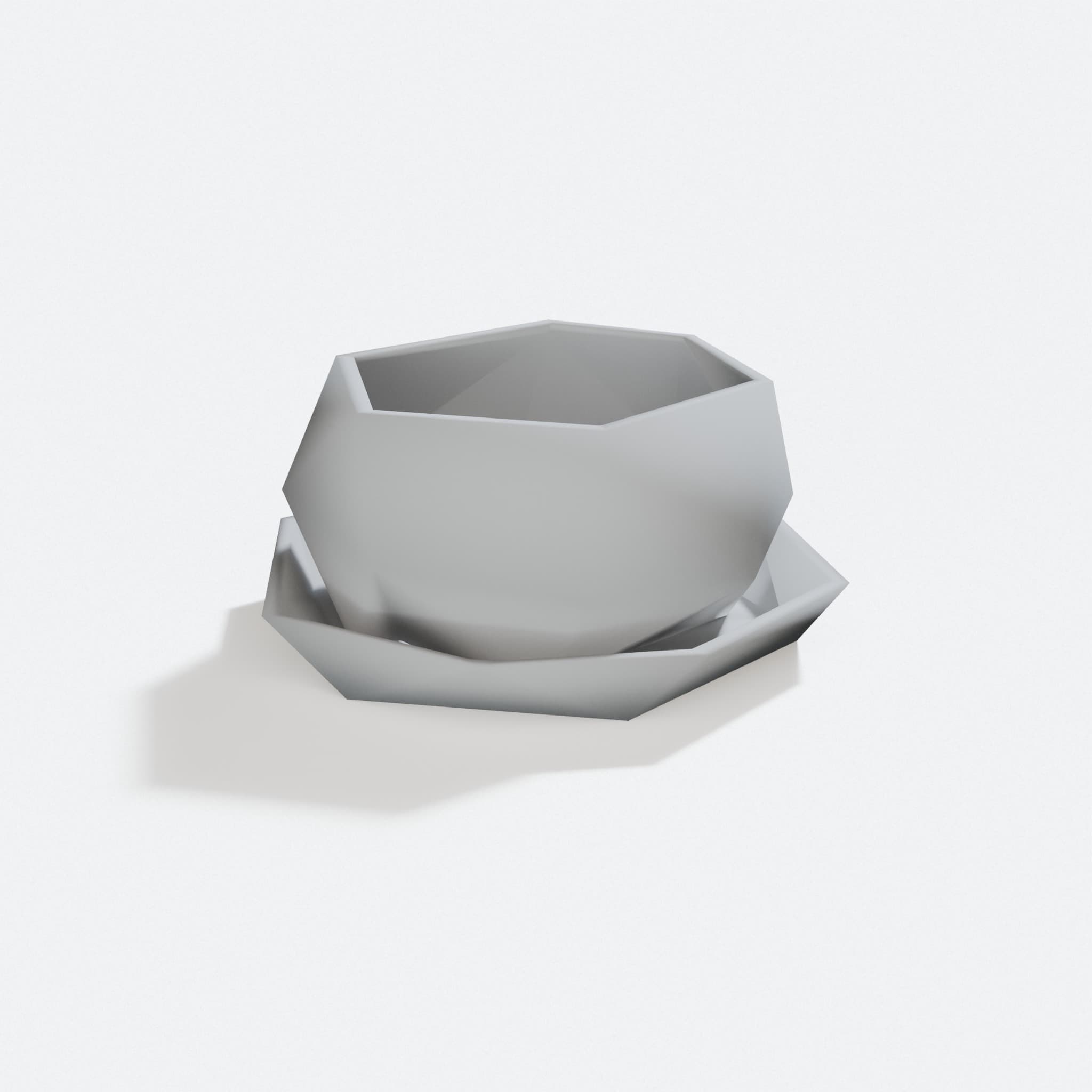 Low-Poly Mini Plant Pot, 3D Printed Home Decor, turn three quarter